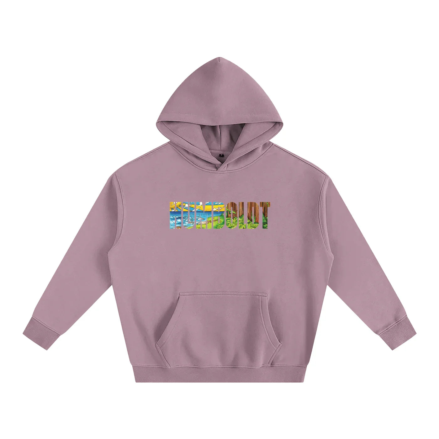 Purple hoodie with colorful Humboldt graphic, blending nature and streetwear style