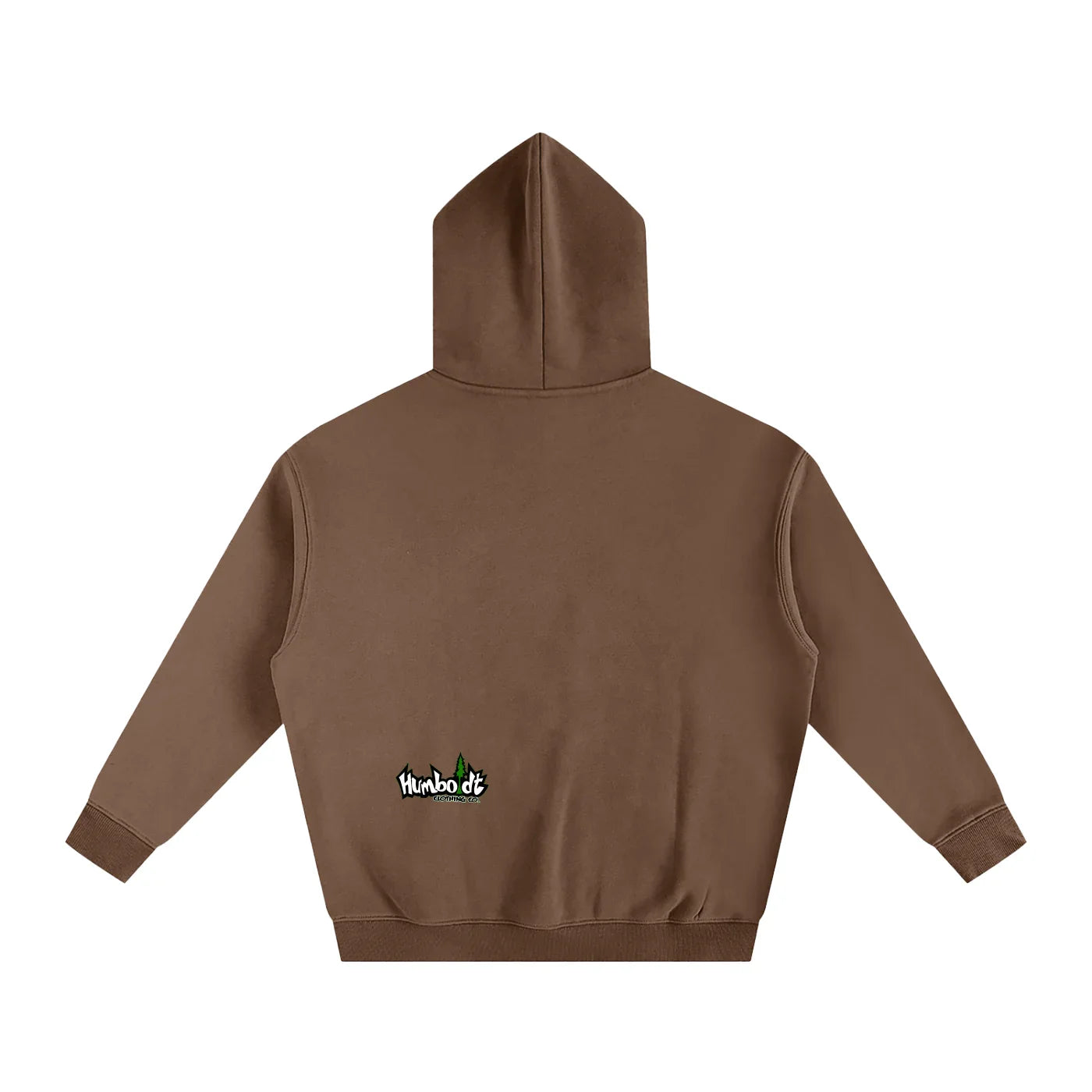 Brown hoodie with small Humboldt logo, blending outdoor and streetwear style