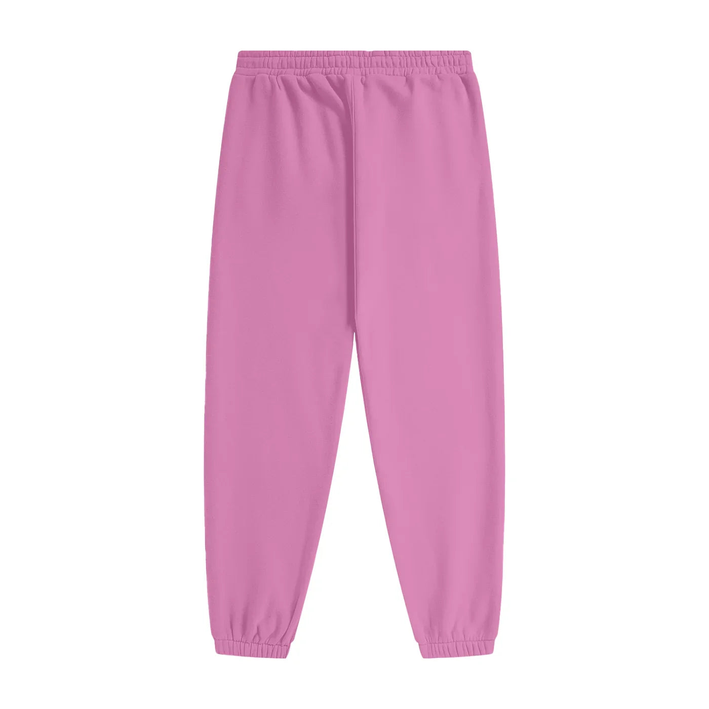 Pink jogger pants with elastic waist and cuffs, casual streetwear style
