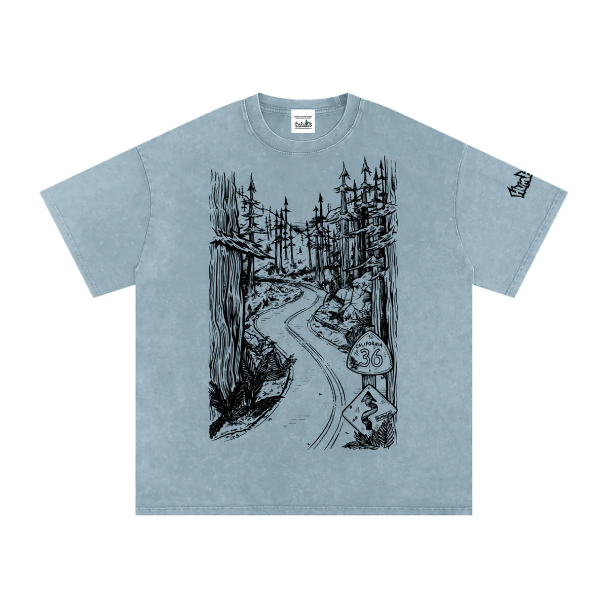 Highway 36 Snow Washed Oversized Cotton TShirt Black Ink Colorway - CUSTOM ORDER