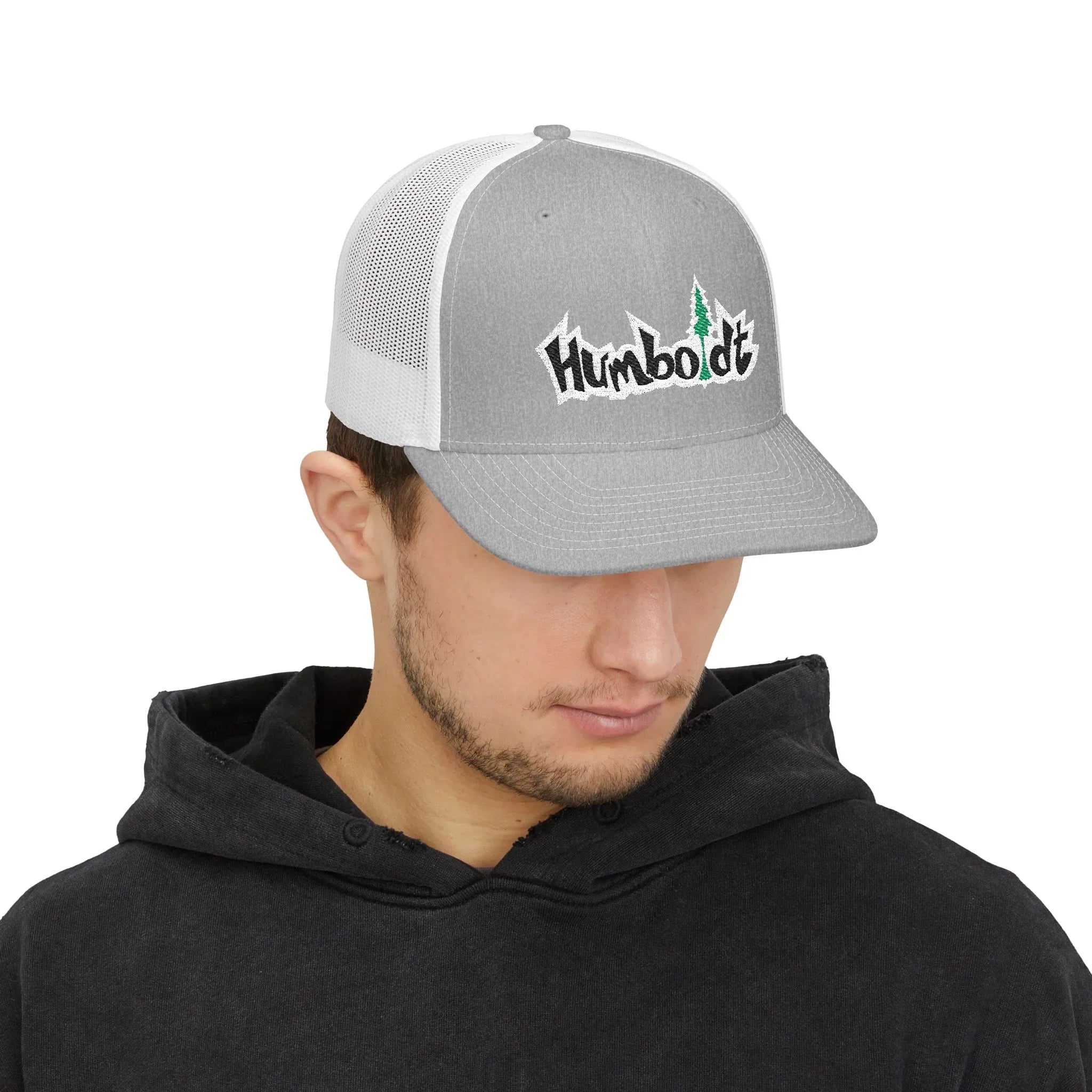 Treelogo Outline Trucker Richardson 112 Embroidered Snap Hat-Wht outline-CUSTOM ORDER