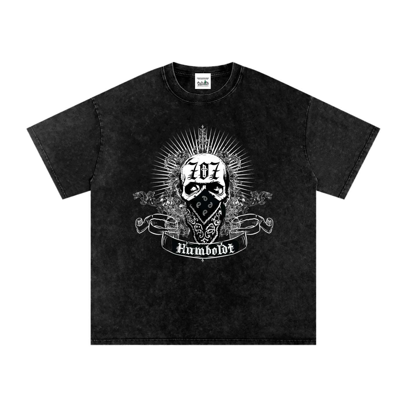 707 Bandana Skull Snow Washed Oversized Cotton T-Shirt-CUSTOM ORDER