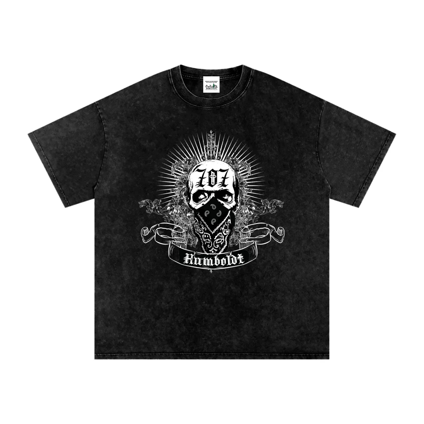 707 Bandana Skull Snow Washed Oversized Cotton TShirt - CUSTOM ORDER