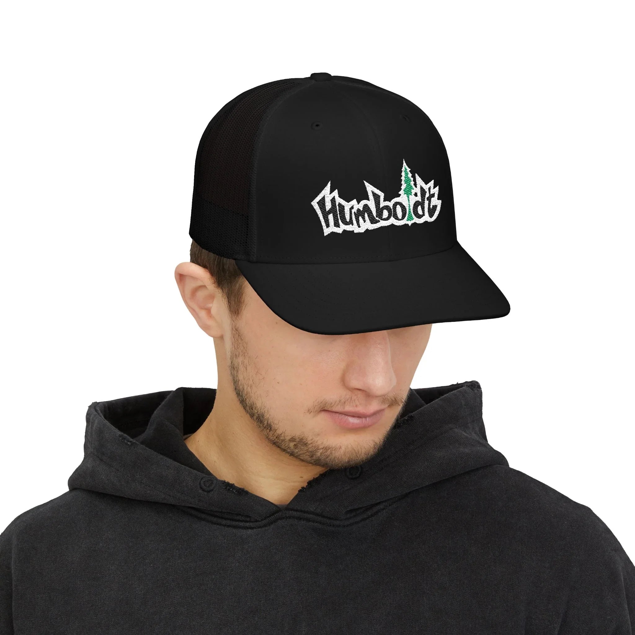 Treelogo Outline Trucker Richardson 112 Embroidered Snap Hat-Wht outline-CUSTOM ORDER