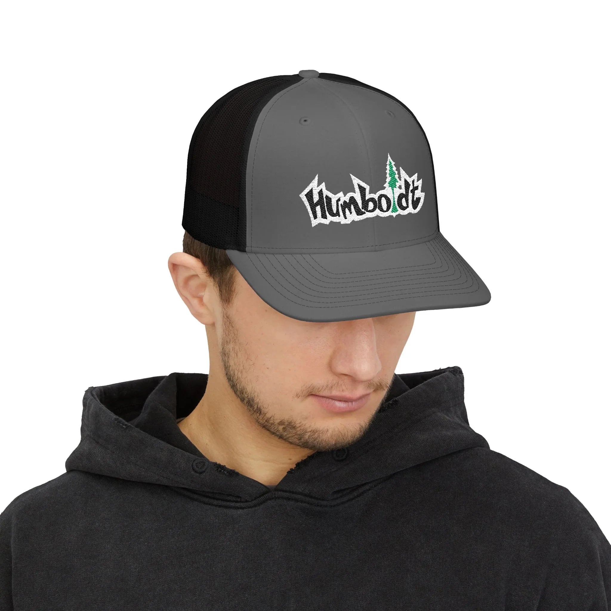 Treelogo Outline Trucker Richardson 112 Embroidered Snap Hat-Wht outline-CUSTOM ORDER