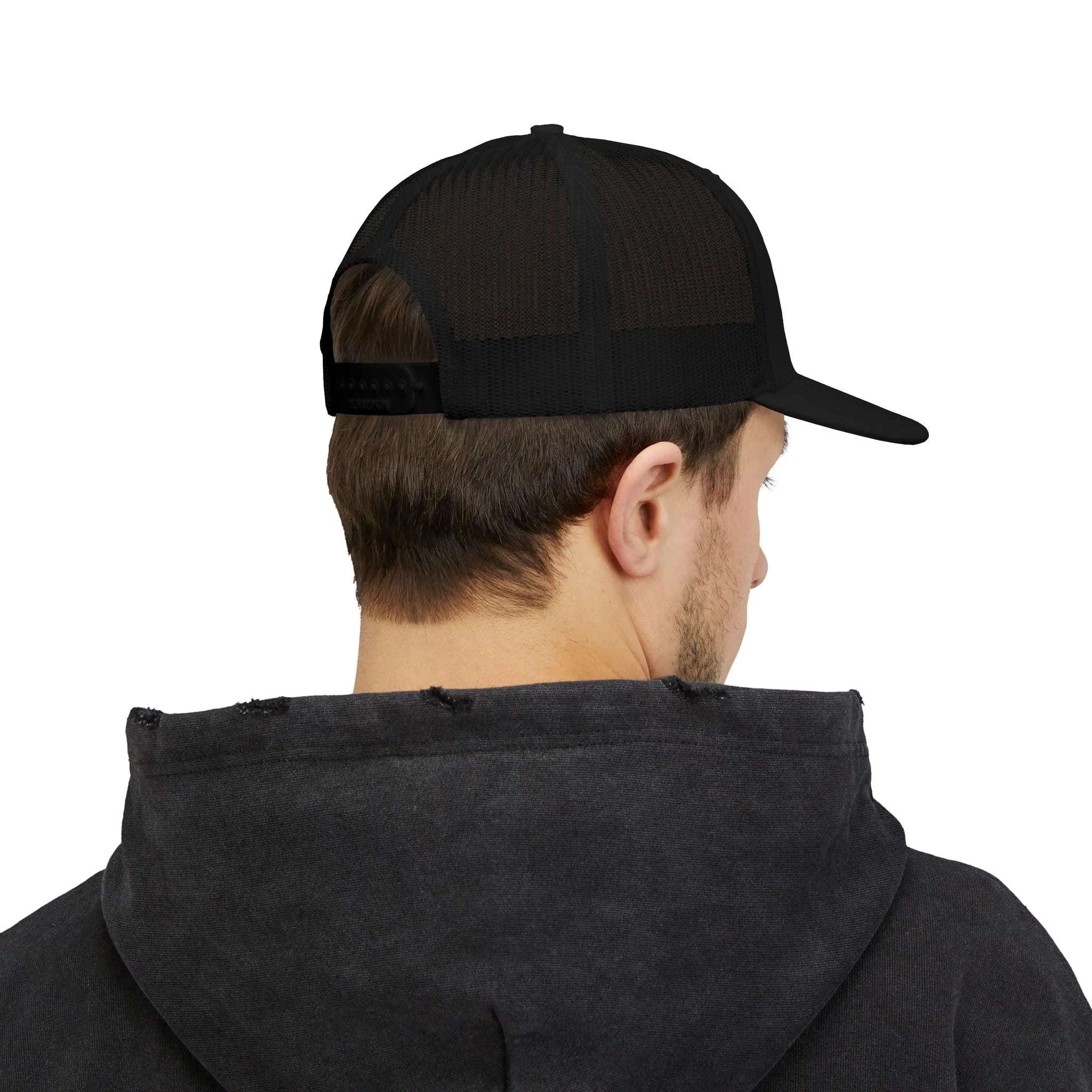 Treelogo Outline Trucker Richardson 112 Embroidered Snap Hat-Wht outline-CUSTOM ORDER