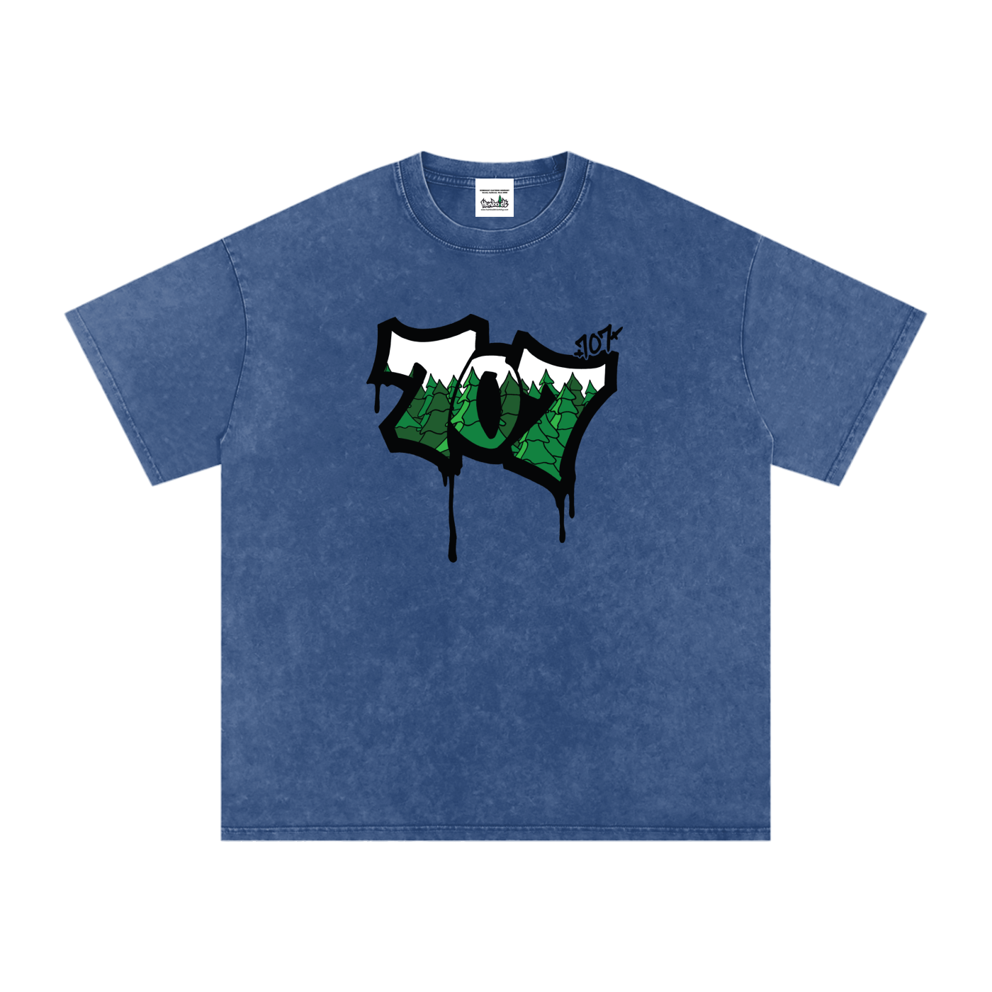 707 Trees Snow Washed Oversized Cotton T-Shirt-CUSTOM ORDER