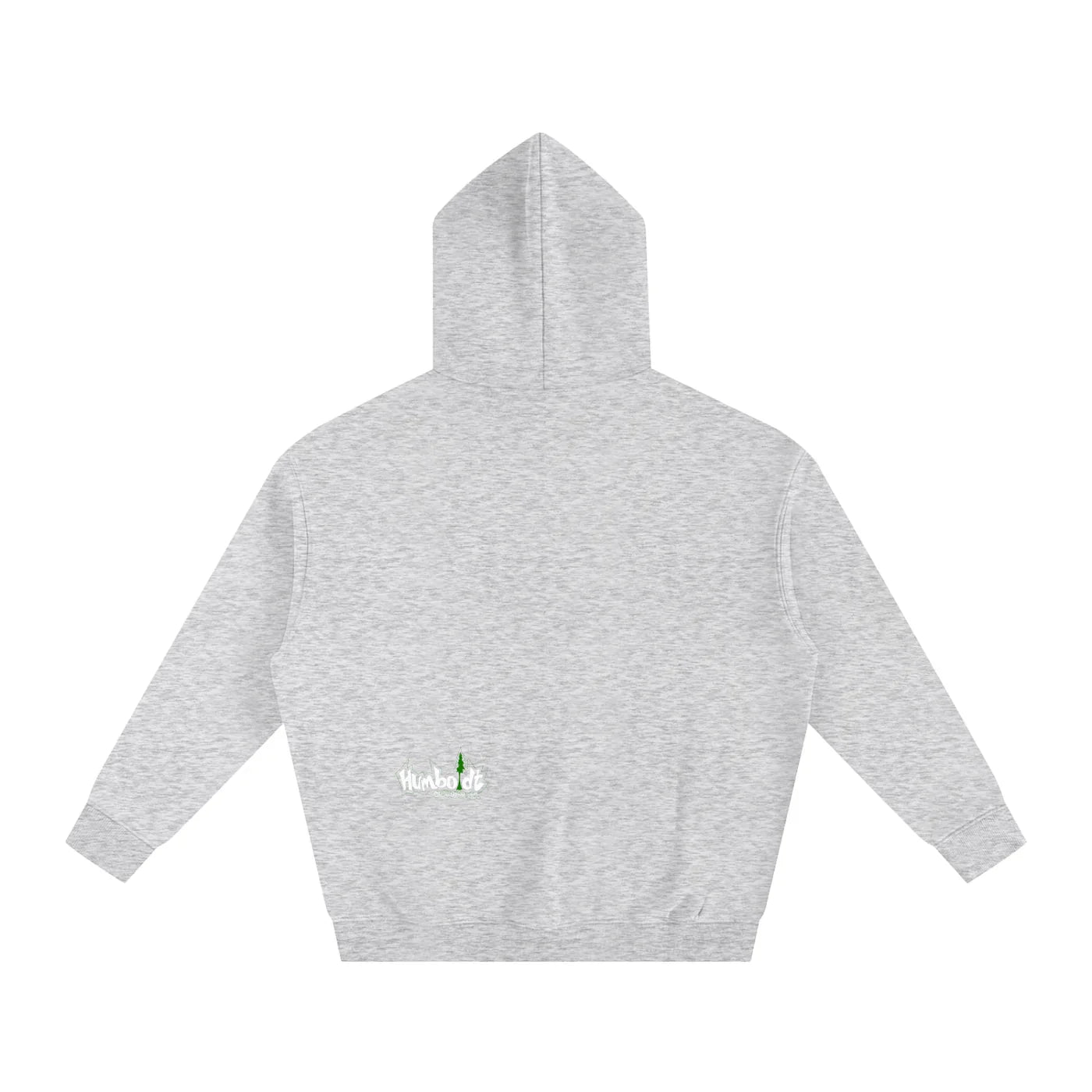 Gray hoodie with Humboldt logo and green tree, blending outdoor and streetwear style