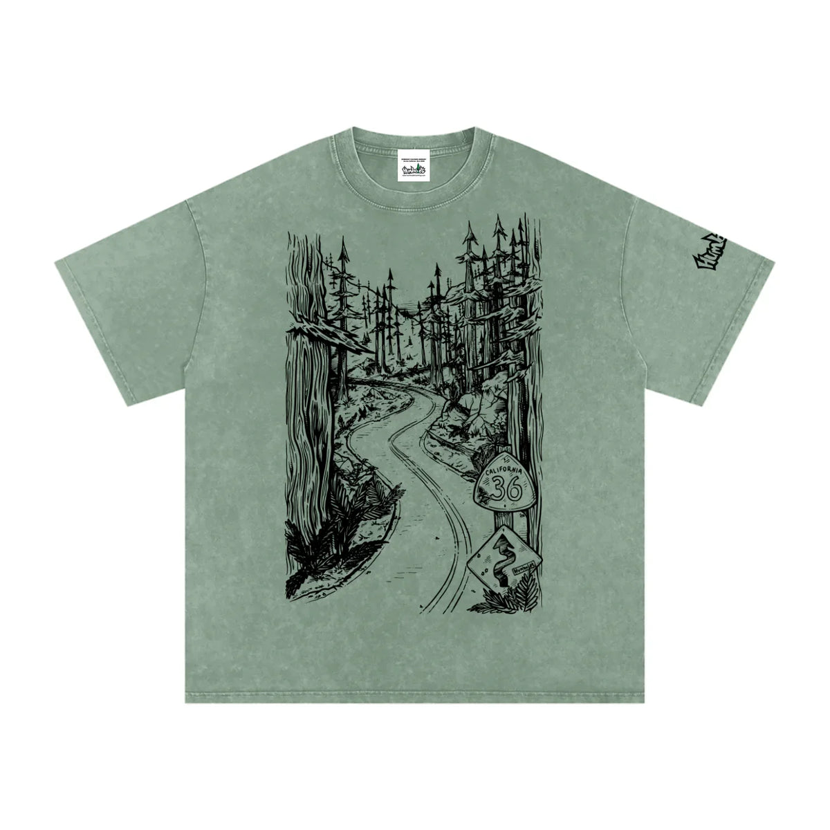 Highway 36 Snow Washed Oversized Cotton TShirt Black Ink Colorway - CUSTOM ORDER
