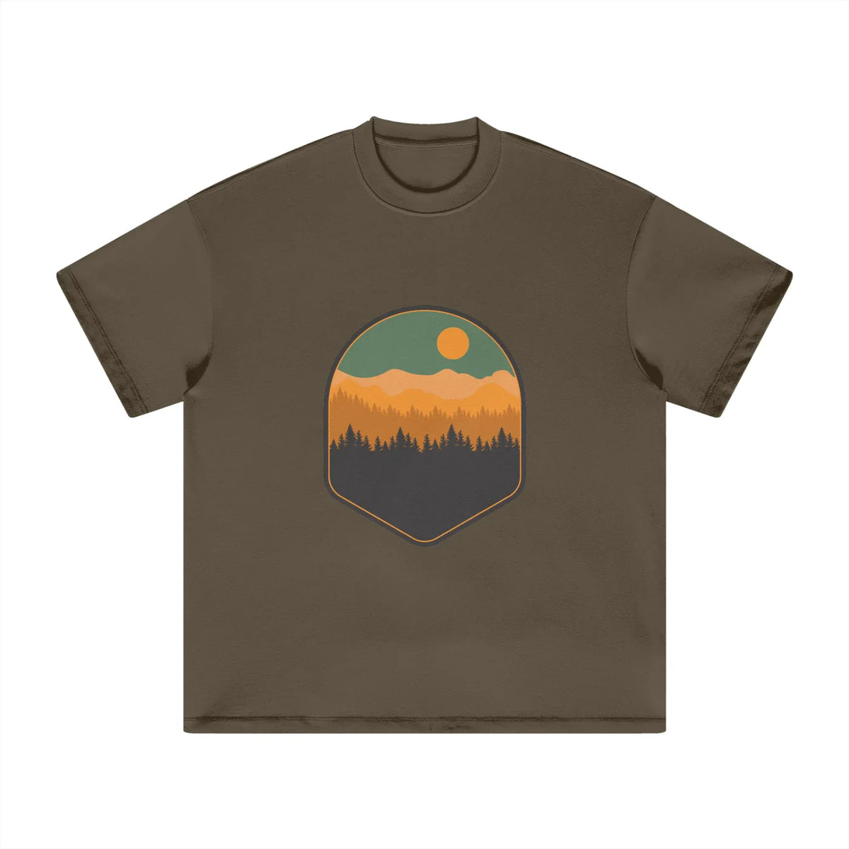 Mountain Scene Heavyweight Earth Tone Tshirt - CUSTOM ORDER