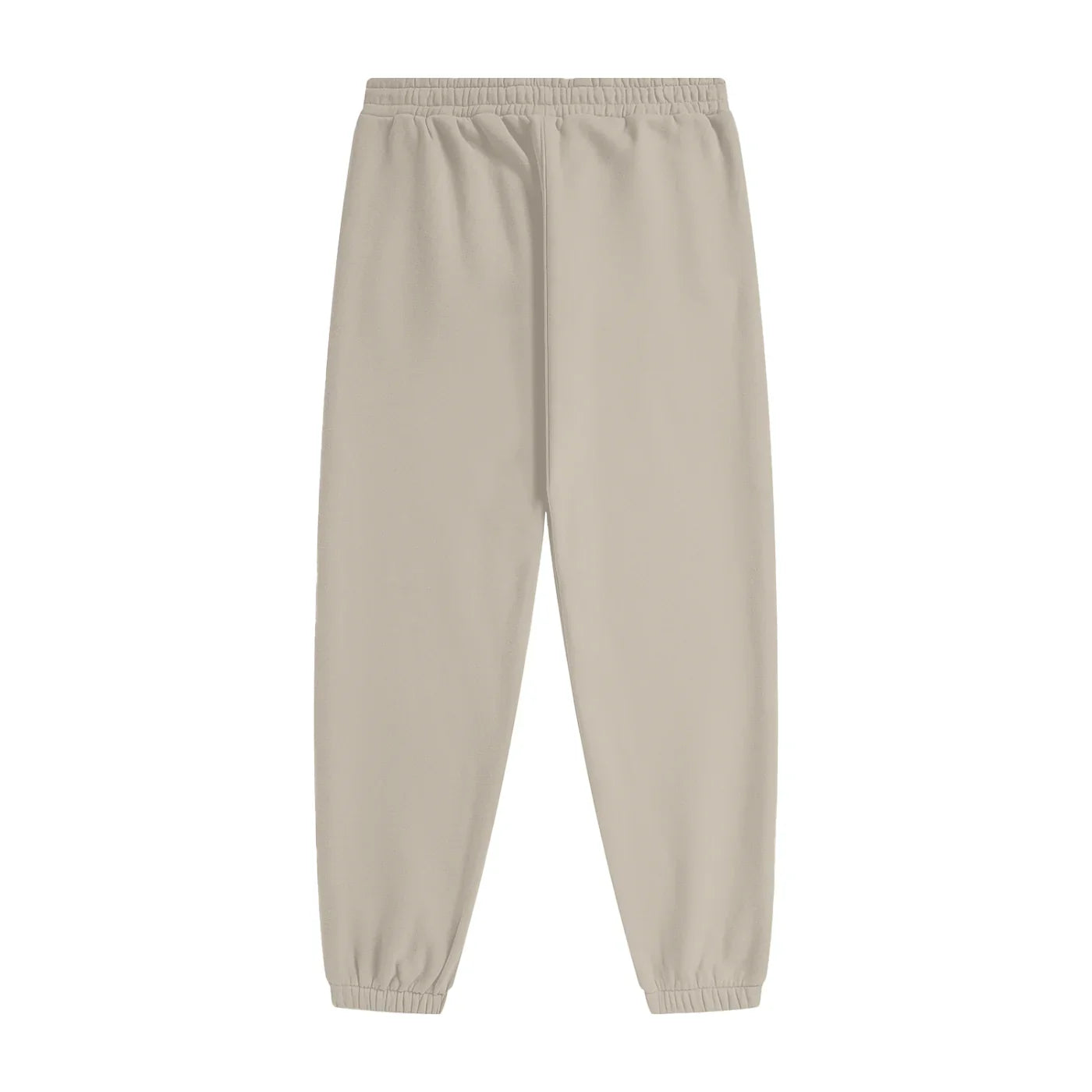 Beige jogger pants with elastic waist and cuffs, ideal for casual or outdoor wear.