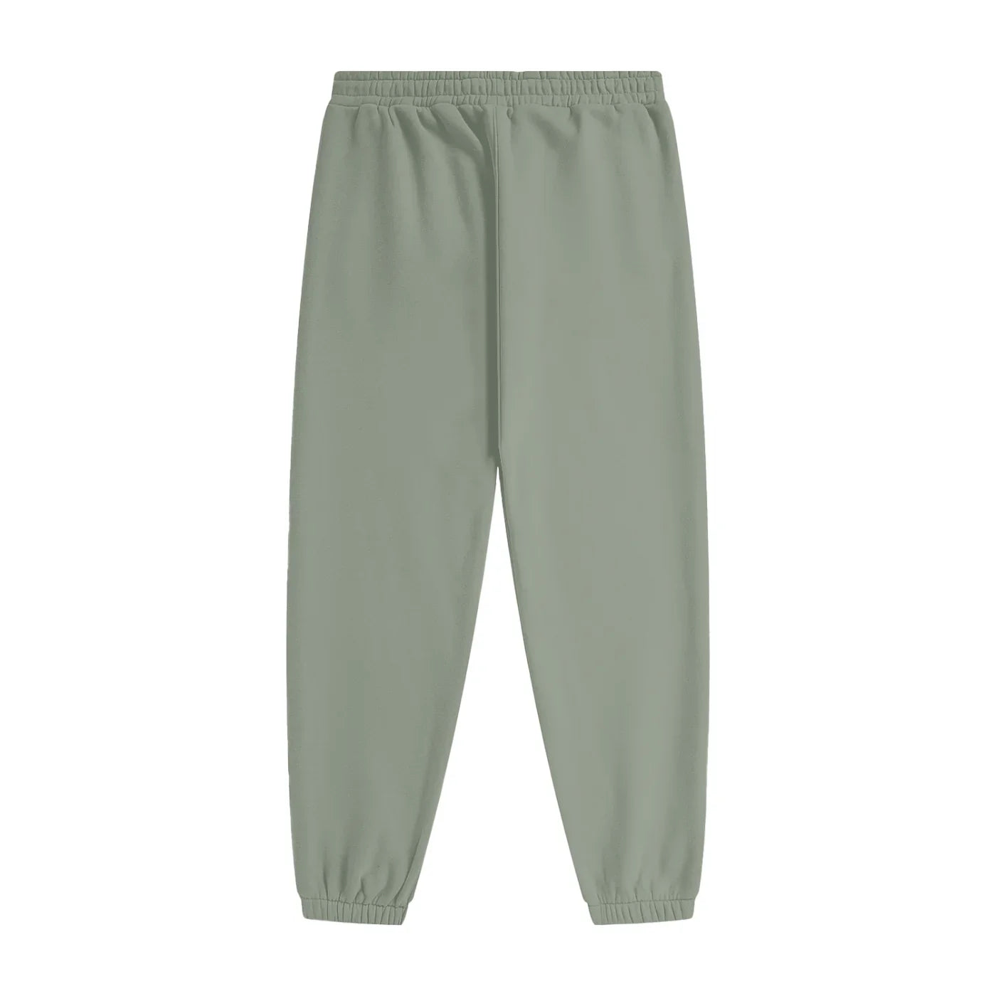 Olive green jogger pants with elastic waist and cuffs, ideal for casual or outdoor wear.