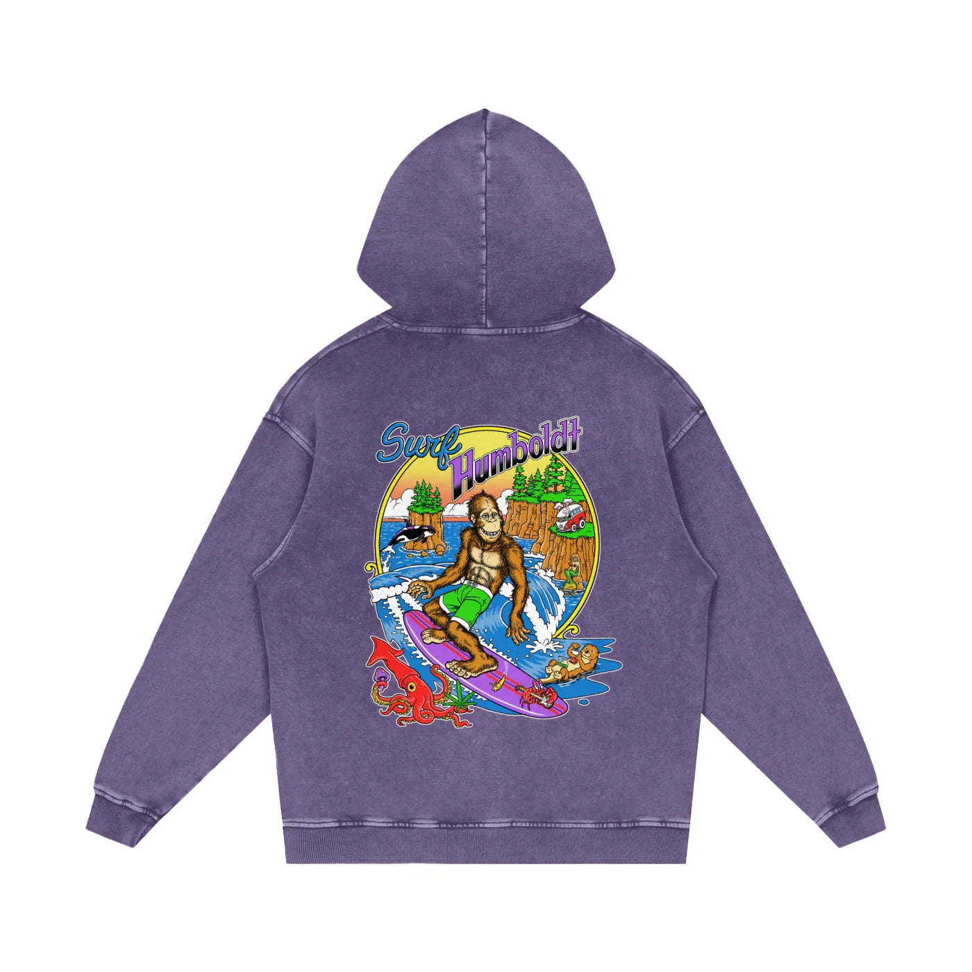 Bigfoot Surfin Snow Washed Loose Cotton Pullover Hoodie-CUSTOM ORDER