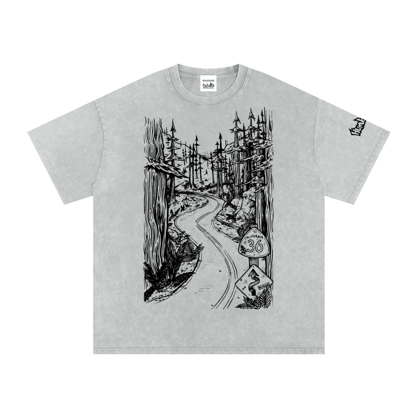 Highway 36 Snow Washed Oversized Cotton TShirt Black Ink Colorway - CUSTOM ORDER