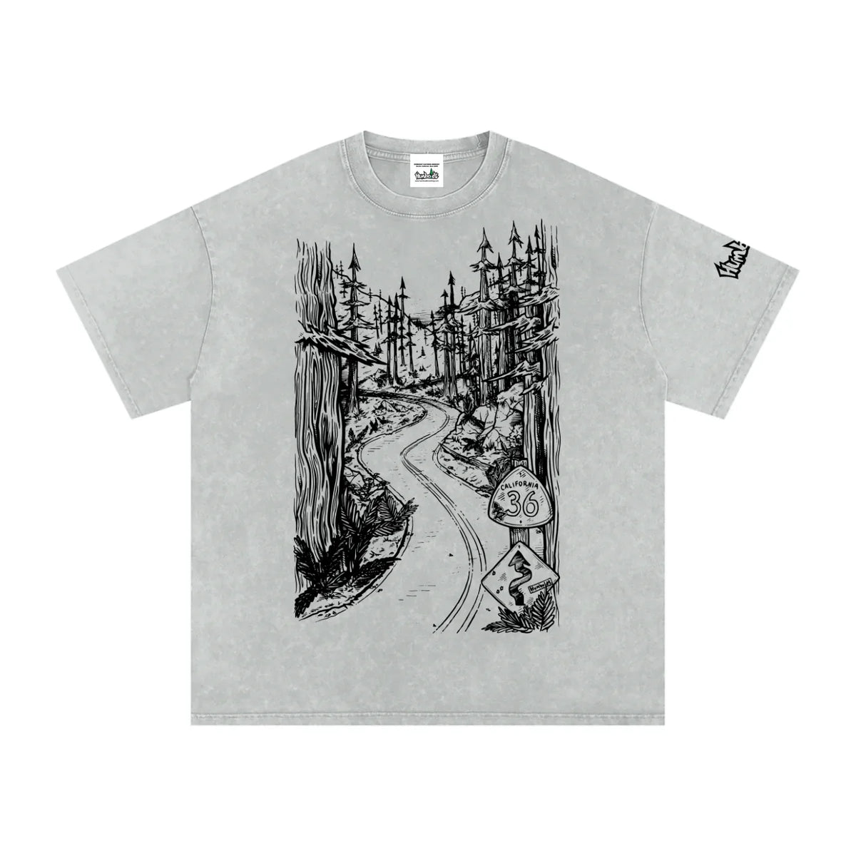Highway 36 Snow Washed Oversized Cotton TShirt Black Ink Colorway - CUSTOM ORDER