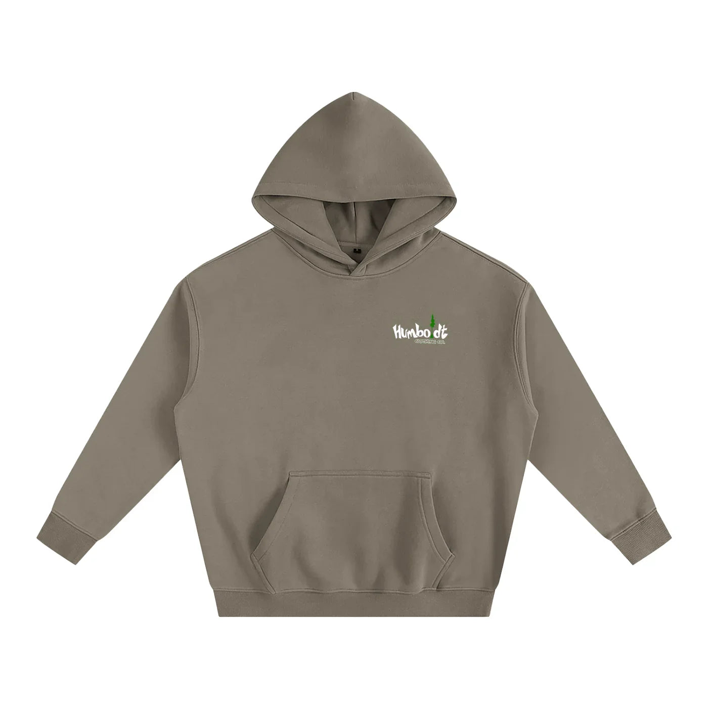 Olive green hoodie with small chest logo, blending outdoor and streetwear style