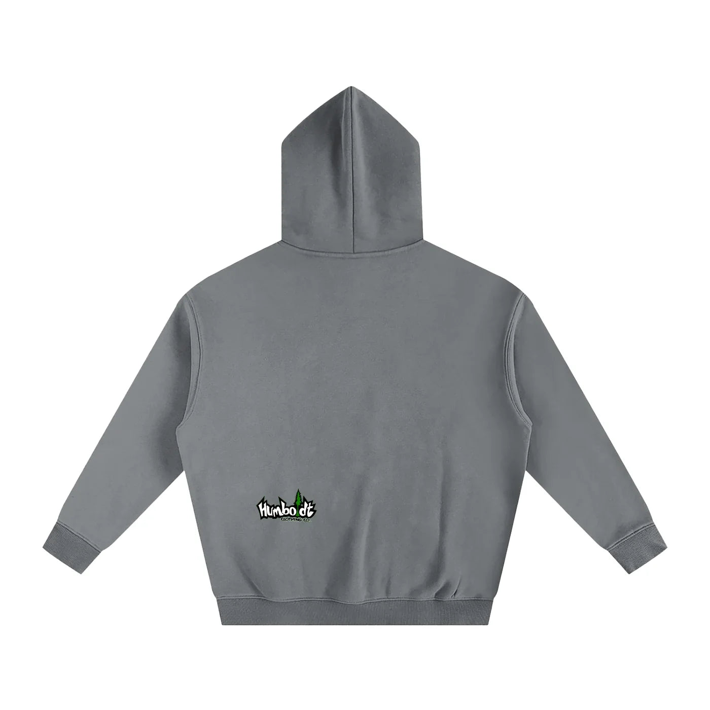 Gray hoodie with small Humboldt logo, blending outdoor and streetwear style for Northern California vibes.