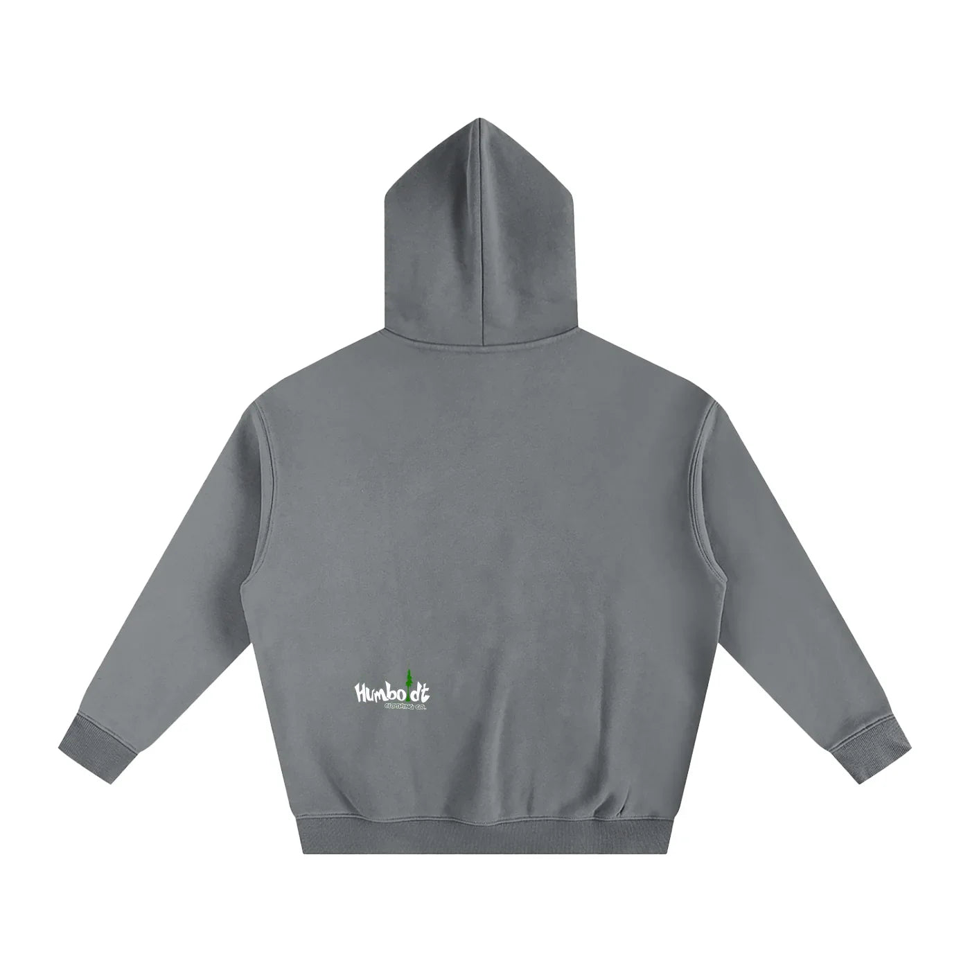 Gray hoodie with Humboldt County logo, outdoor streetwear style