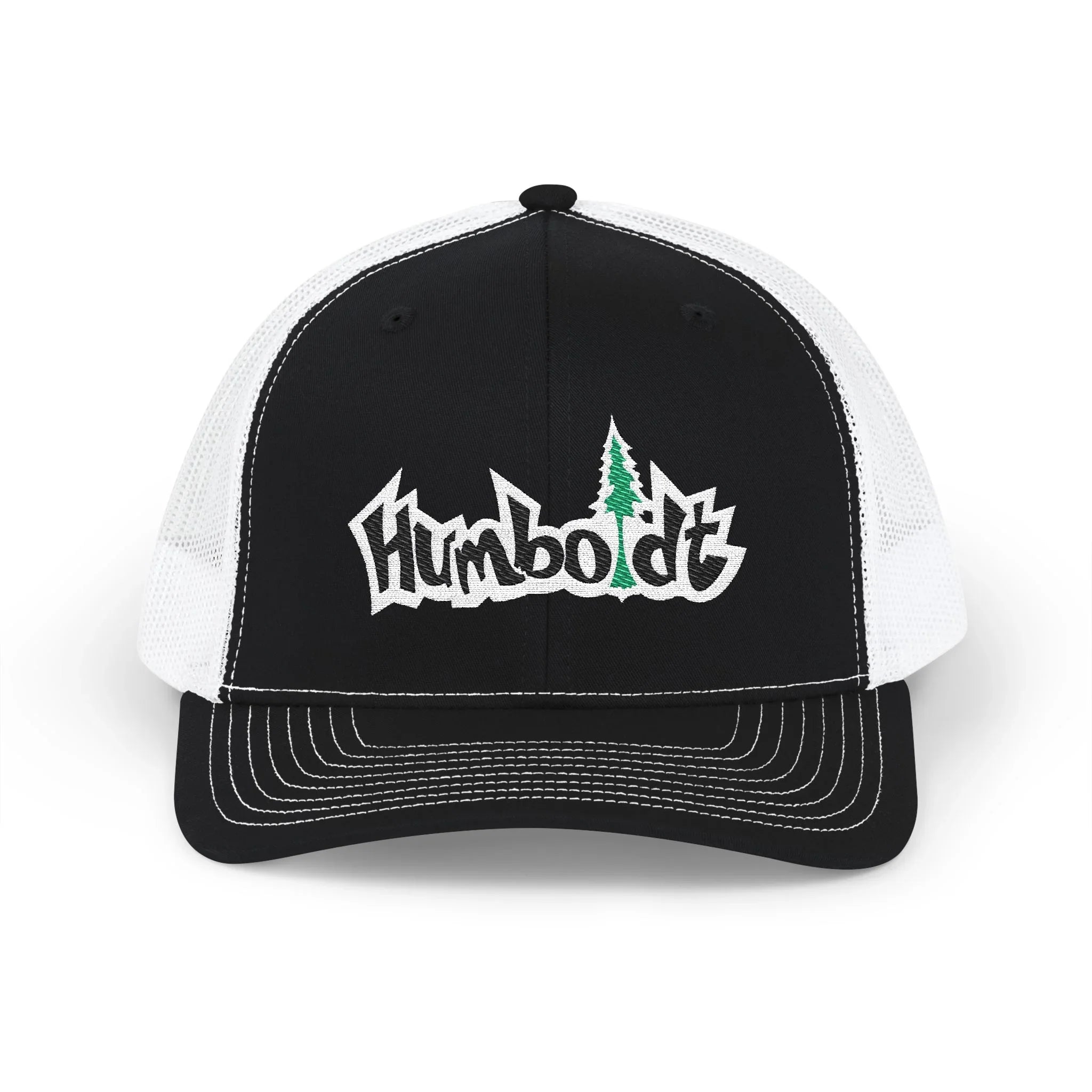 Treelogo Outline Trucker Richardson 112 Embroidered Snap Hat-Wht outline-CUSTOM ORDER