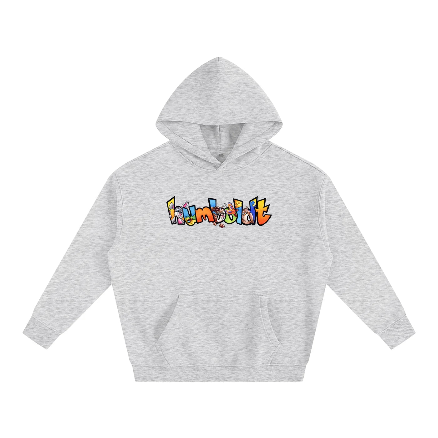 Gray kids hoodie with colorful 'Humboldt' graphic, blending outdoor and streetwear style