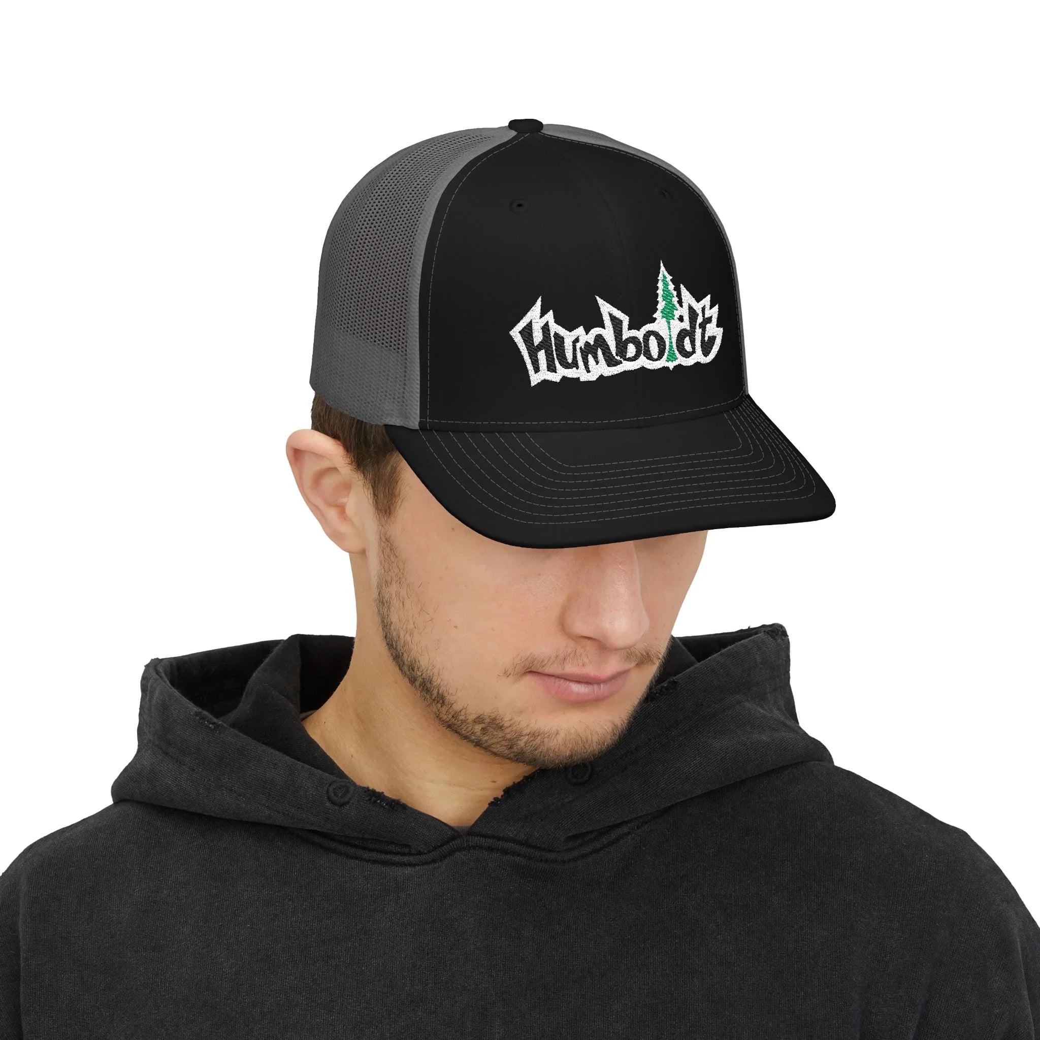 Treelogo Outline Trucker Richardson 112 Embroidered Snap Hat-Wht outline-CUSTOM ORDER