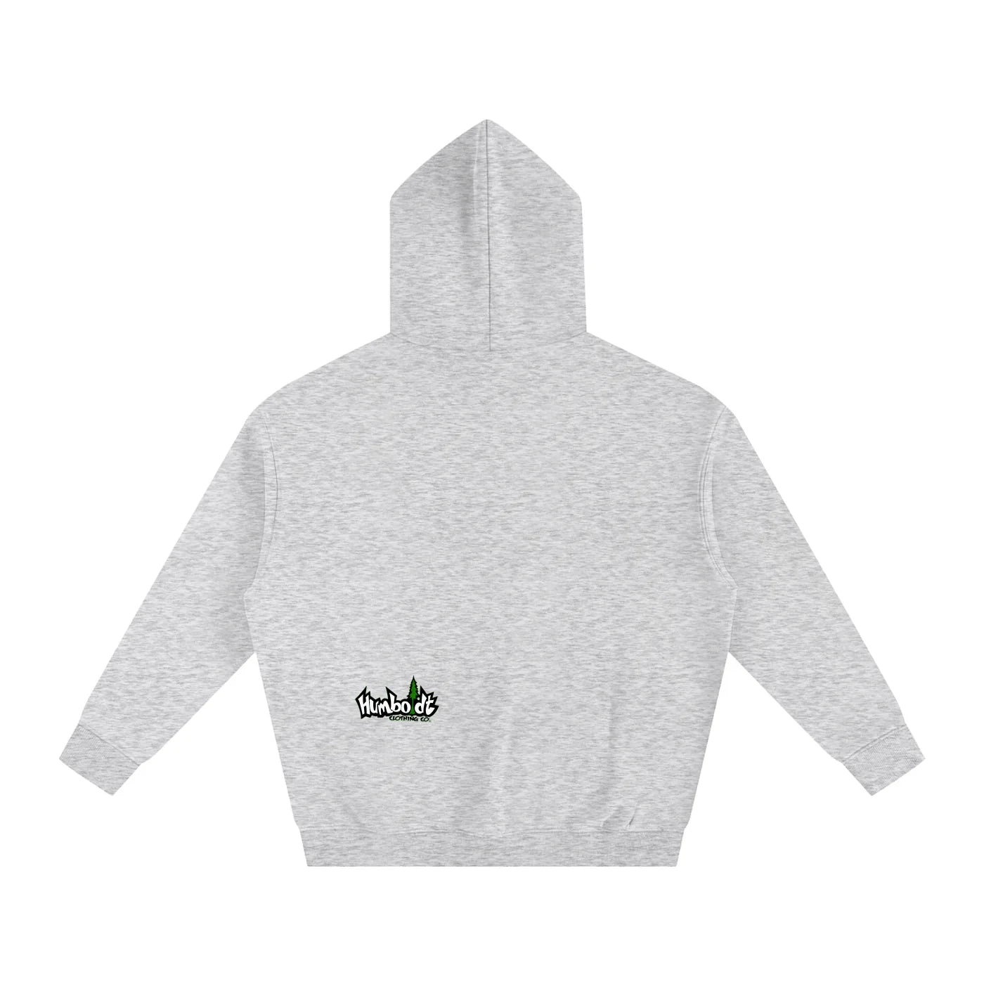 Gray hooded sweatshirt with small Humboldt Clothing Co. logo, blending outdoor and streetwear style.