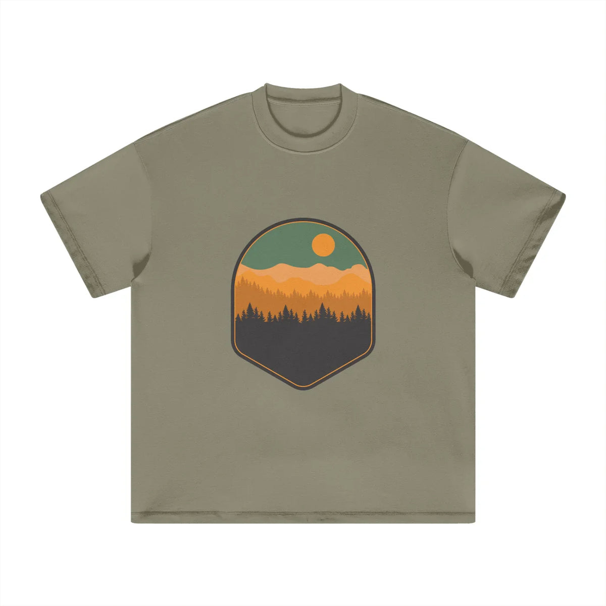 Mountain Scene Heavyweight Earth Tone Tshirt - CUSTOM ORDER