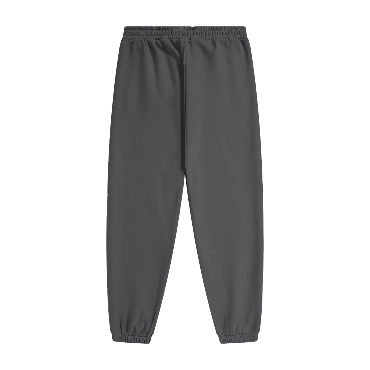 Dark gray jogger pants with elastic waist and cuffs, ideal for casual or outdoor wear