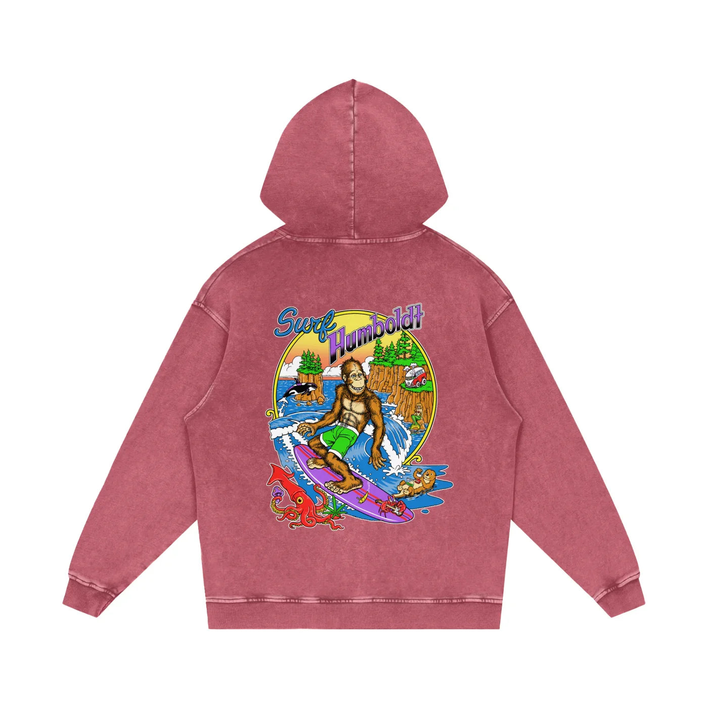 Bigfoot Surfin Snow Washed Loose Cotton Pullover Hoodie-CUSTOM ORDER