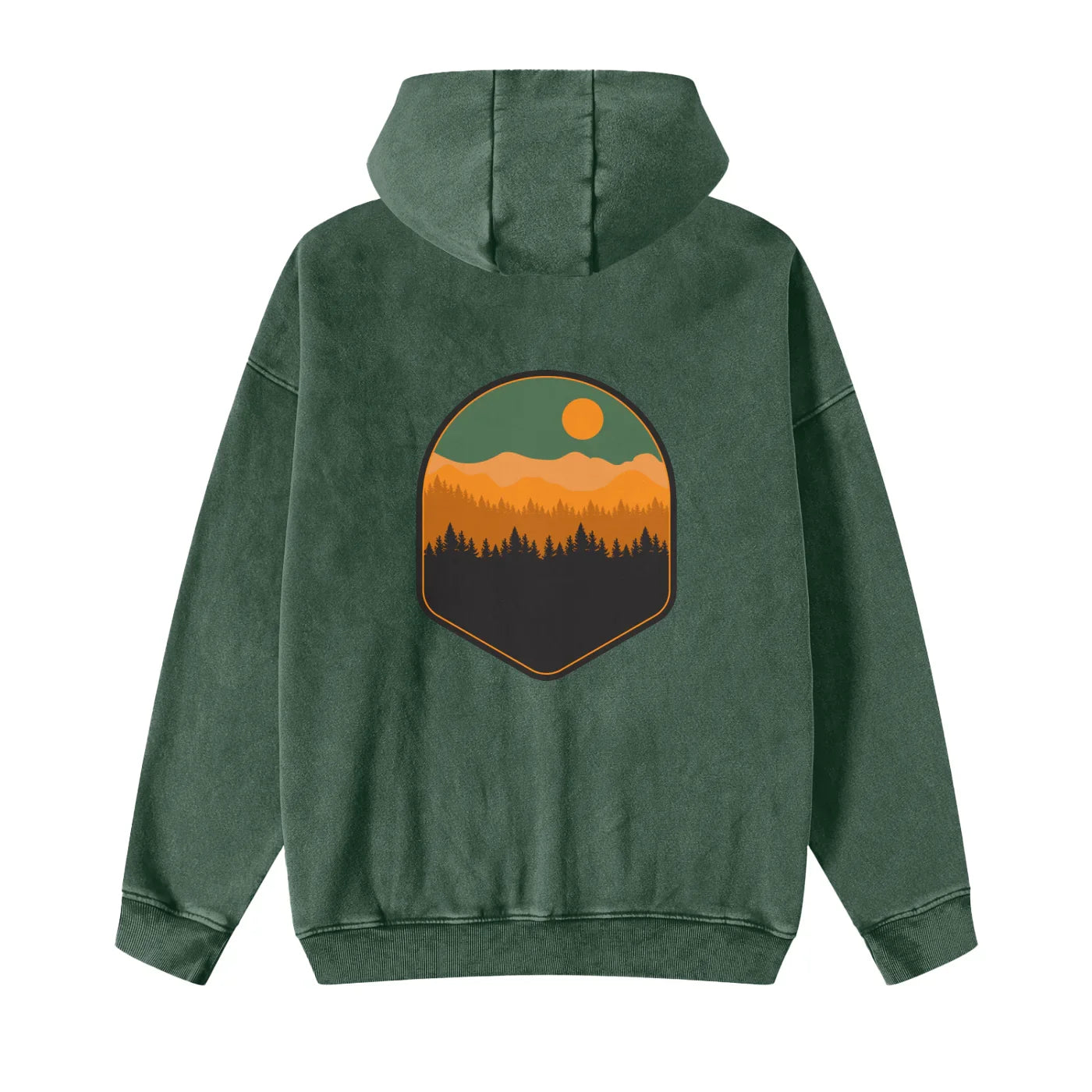 Mountain Scene Snow Washed Fleece Zipper Hoodie -CUSTOM ORDER