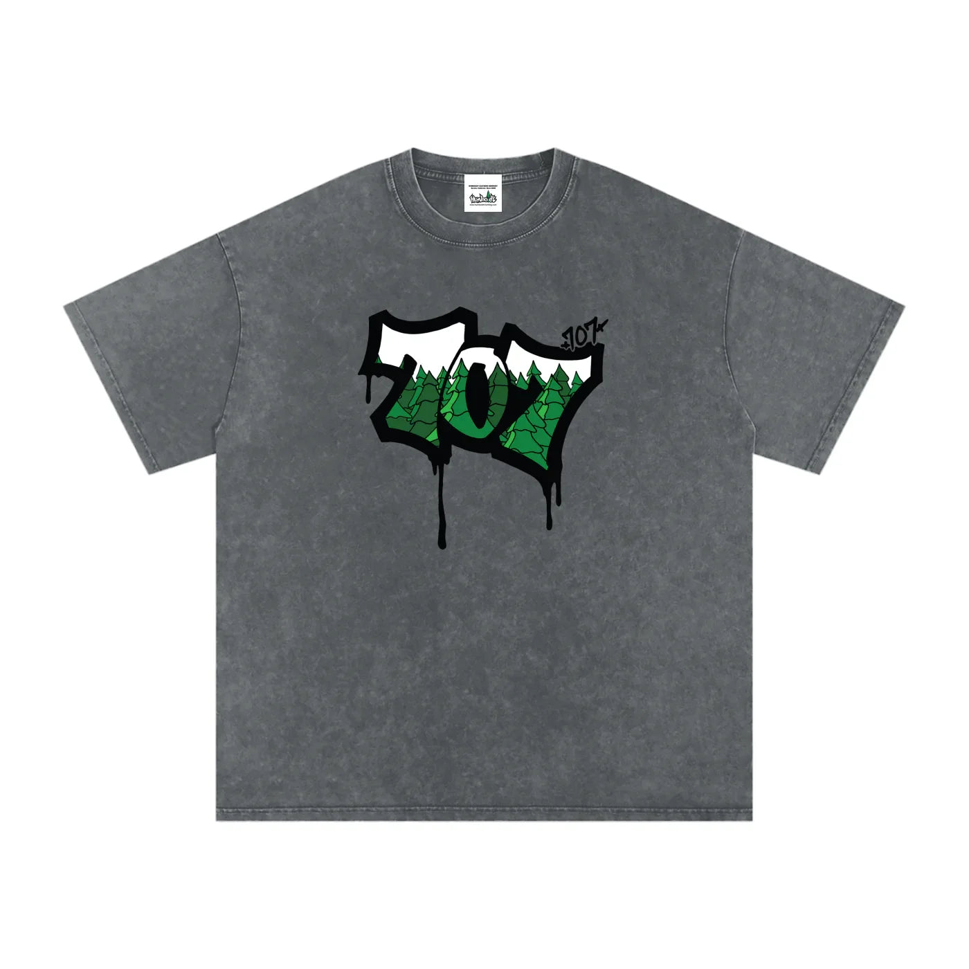707 Trees Snow Washed Oversized Cotton Tshirt-CUSTOM ORDER