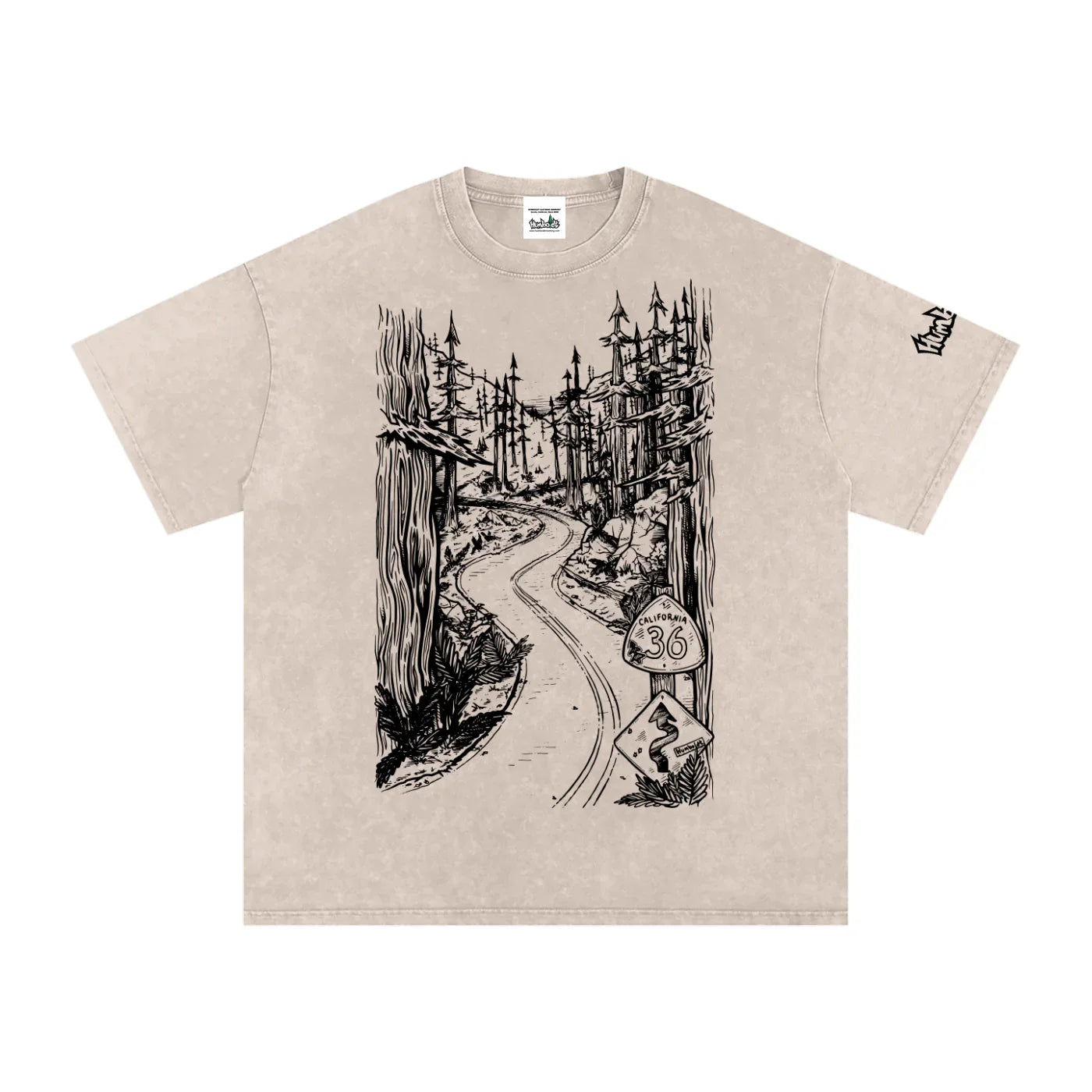 Highway 36 Snow Washed Oversized Cotton TShirt Black Ink Colorway - CUSTOM ORDER