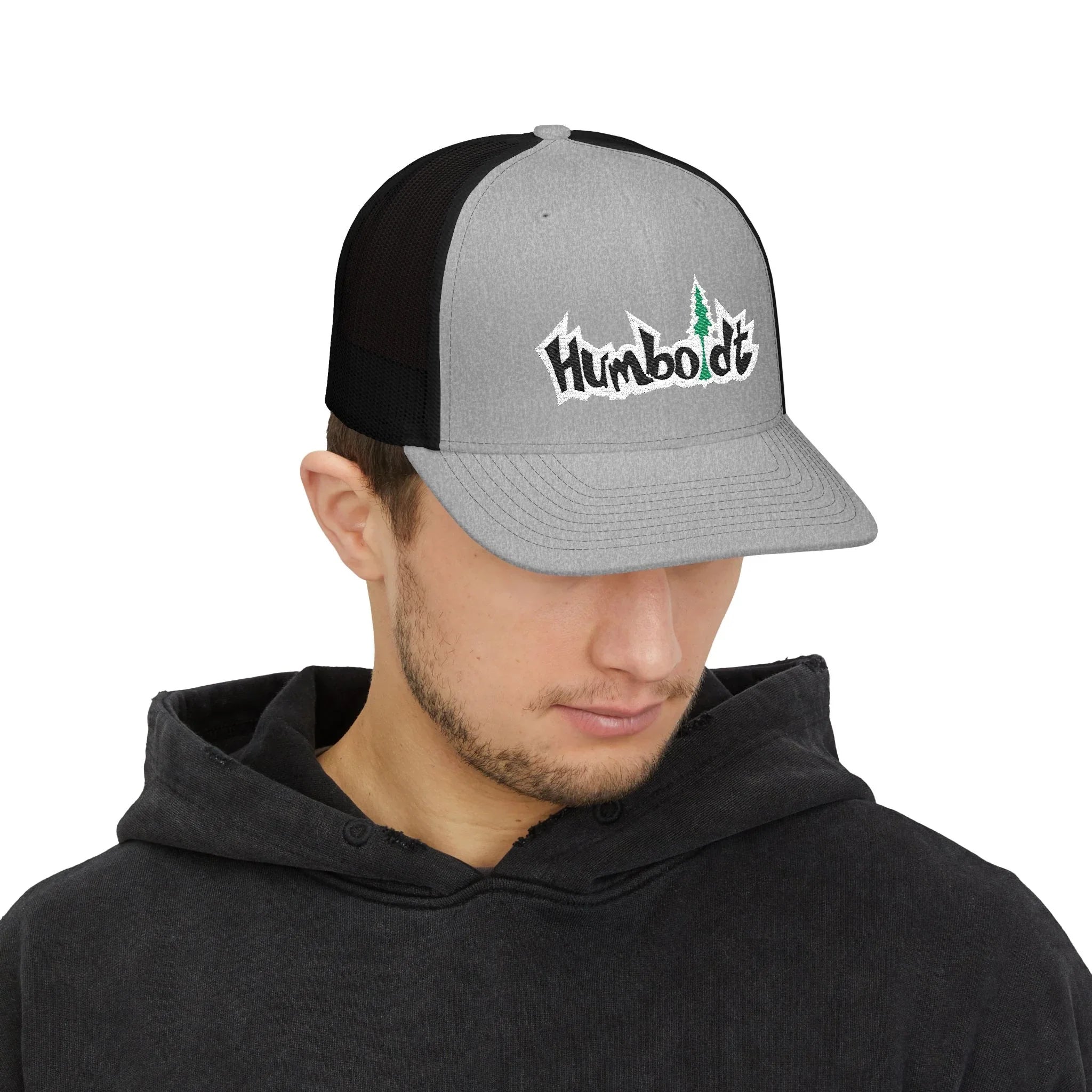 Treelogo Outline Trucker Richardson 112 Embroidered Snap Hat-Wht outline-CUSTOM ORDER