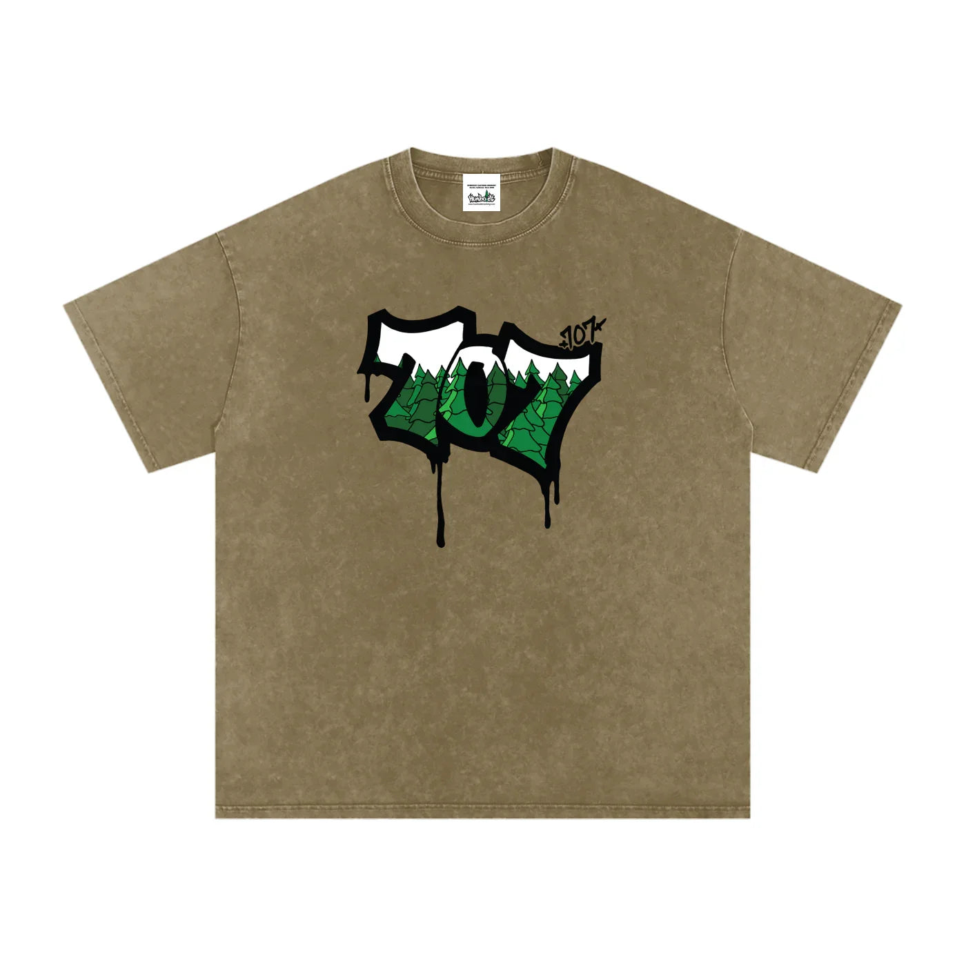 707 Trees Snow Washed Oversized Cotton Tshirt-CUSTOM ORDER
