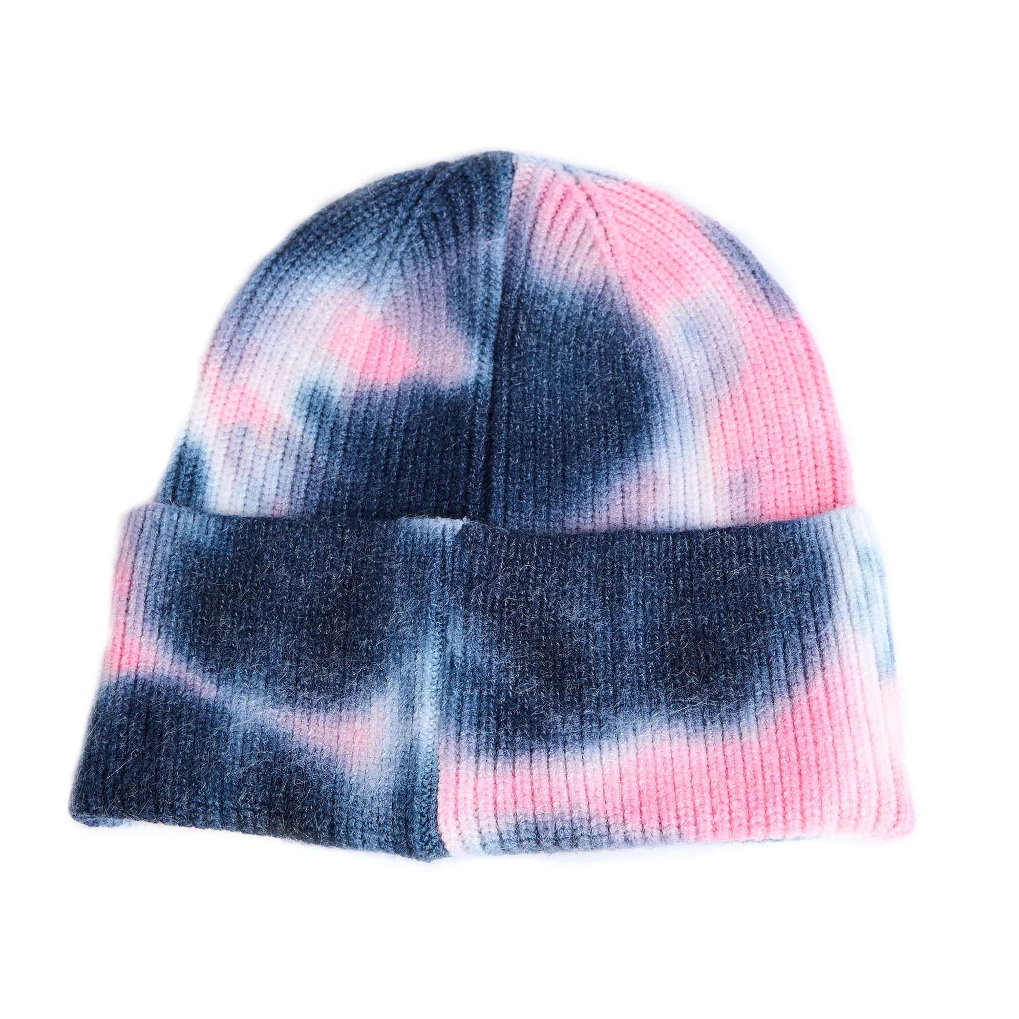 Fun Color TieDye Foldup Beanie Pink-Blue