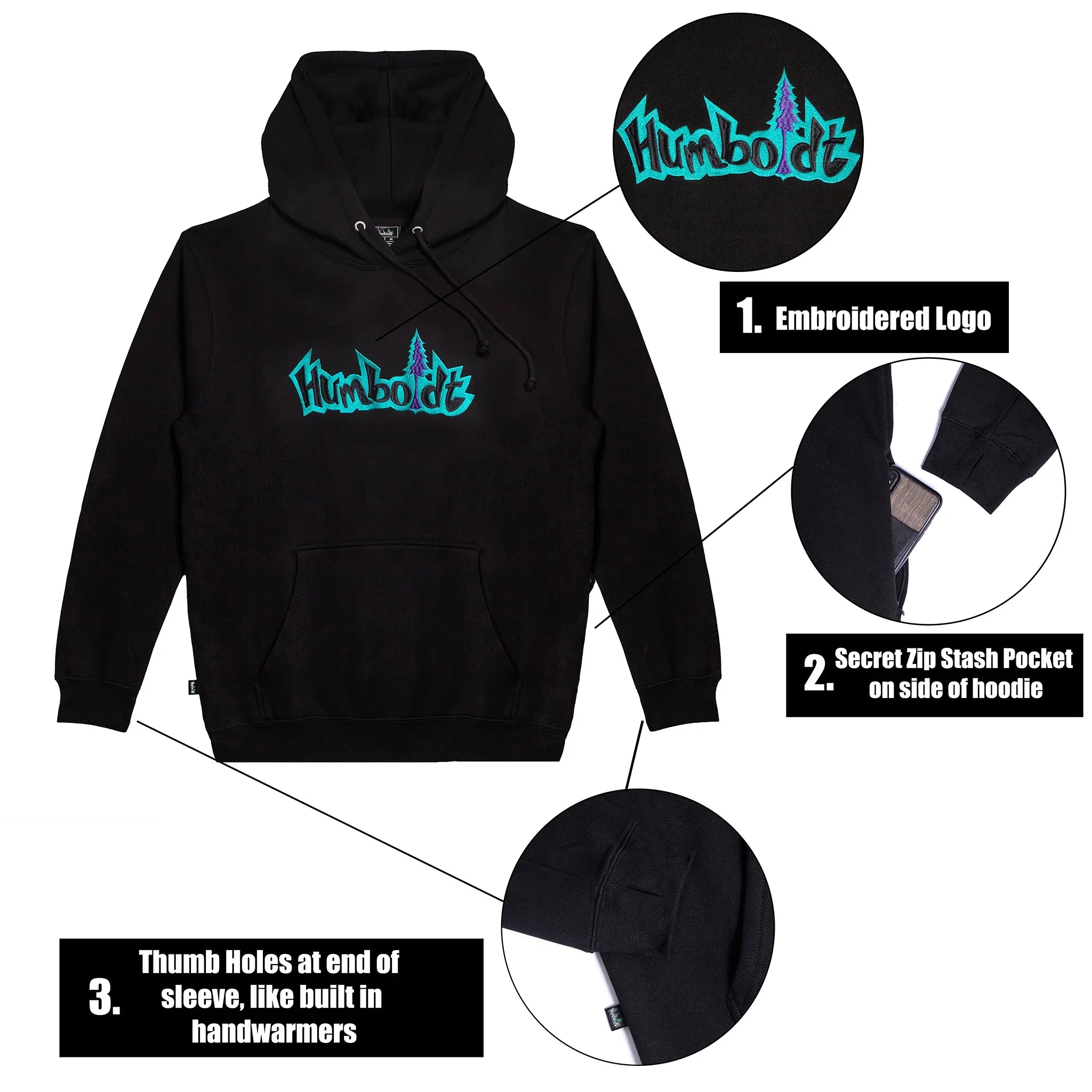 Big Treelogo EMB P/O BLK-TUR-PUR Pullover Hoodie