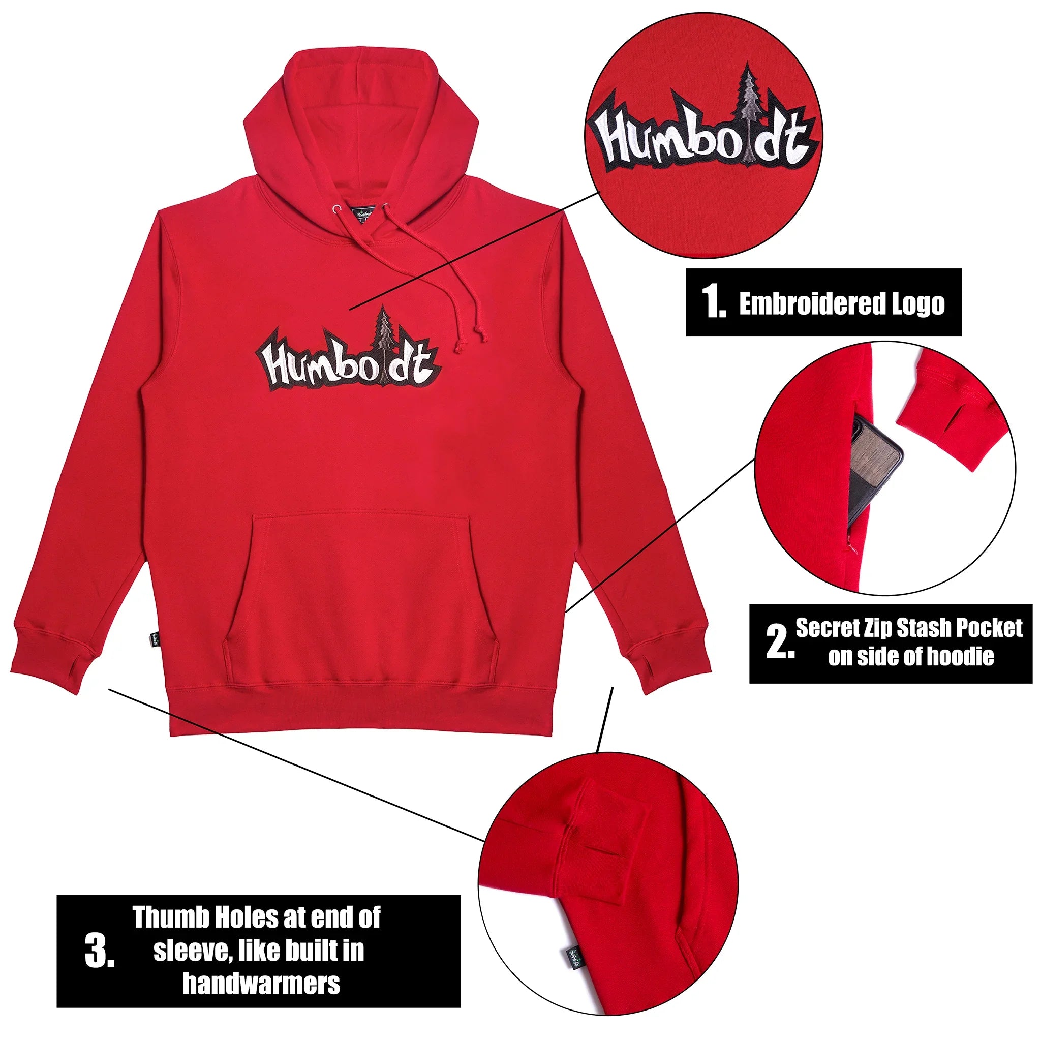 Big Treelogo EMB P/O RED-BLK-GRY Pullover Hoodie