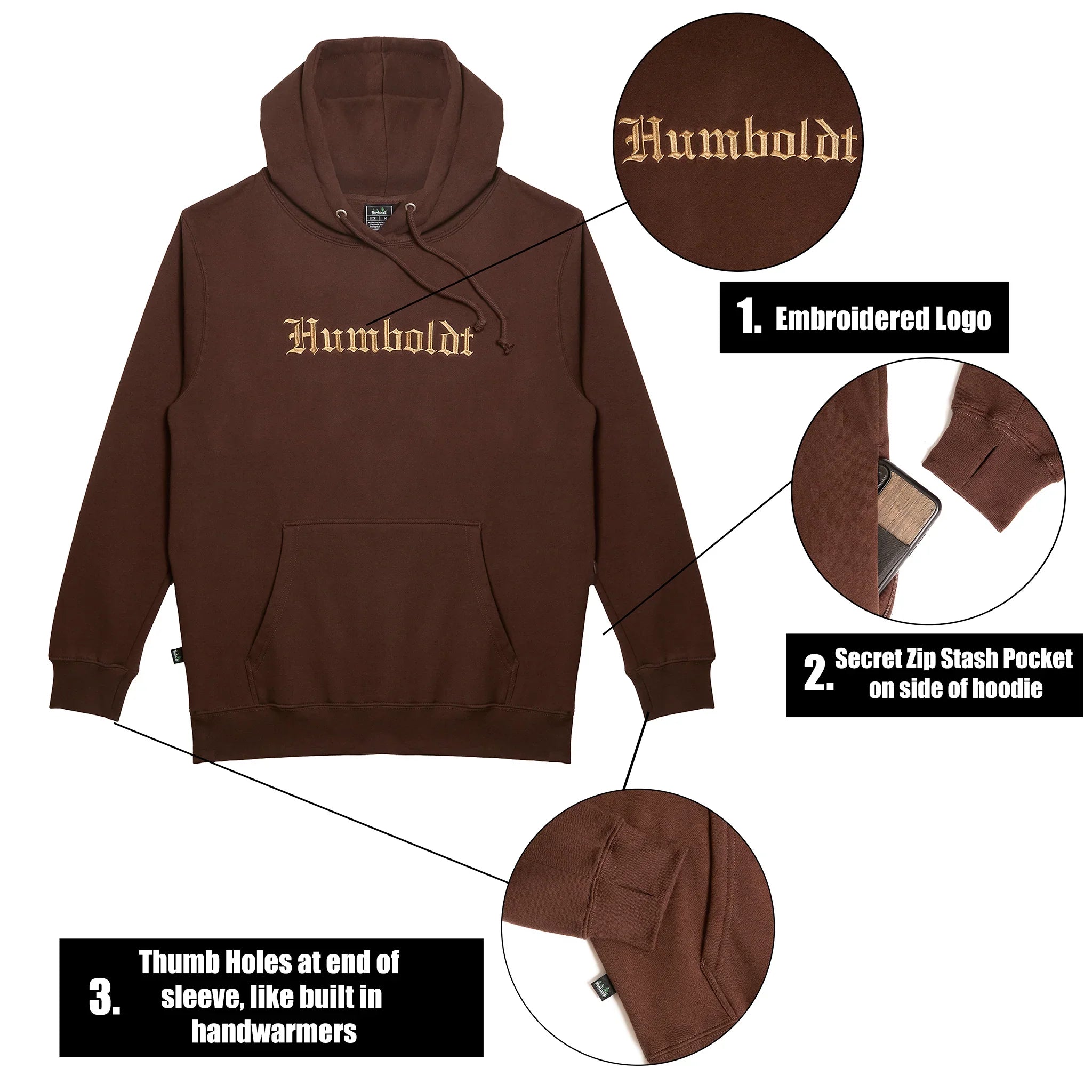 Old English EMB P/O BRN-TAN Pullover Hoodie