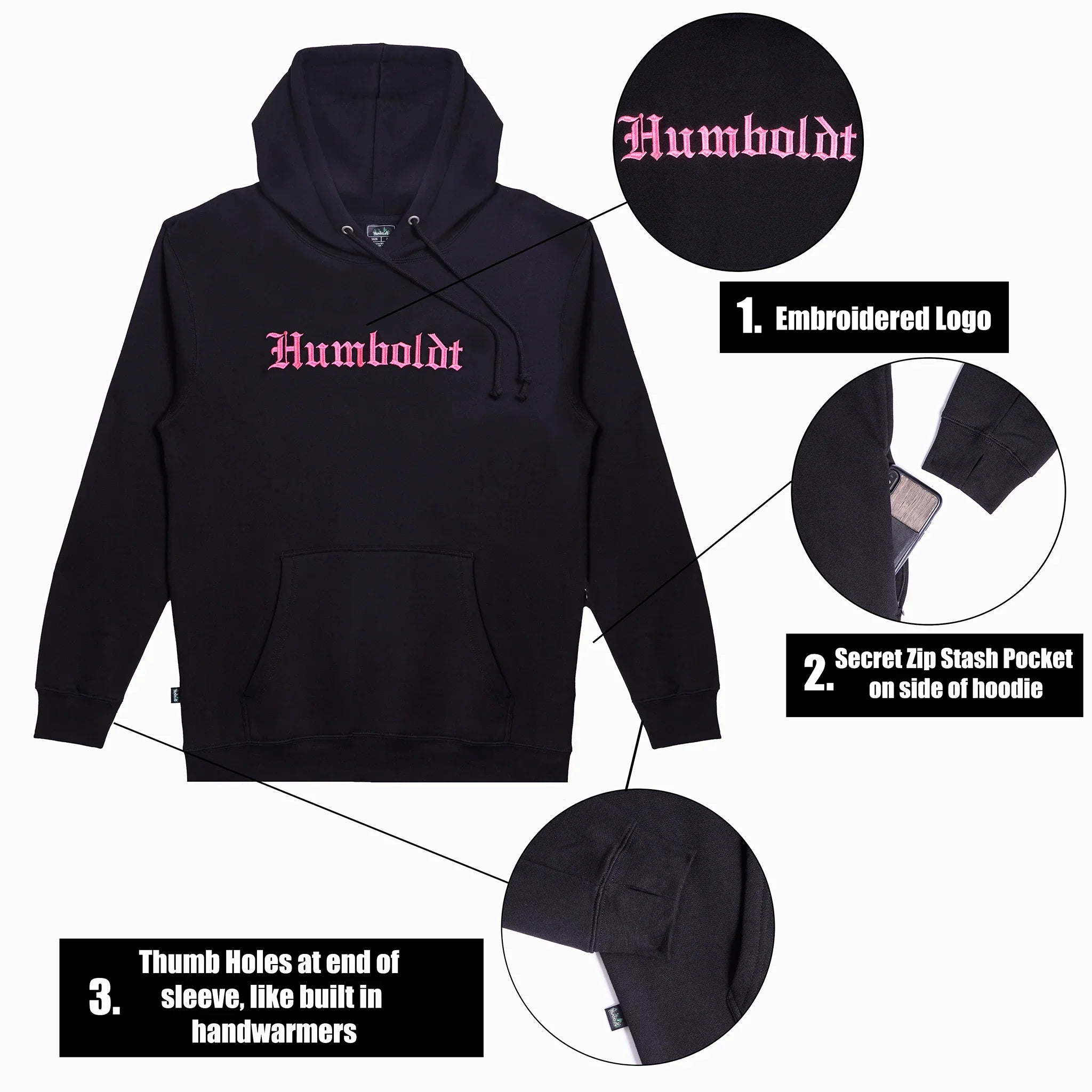 Old English EMB P/O BLK-HPK Pullover Hoodie