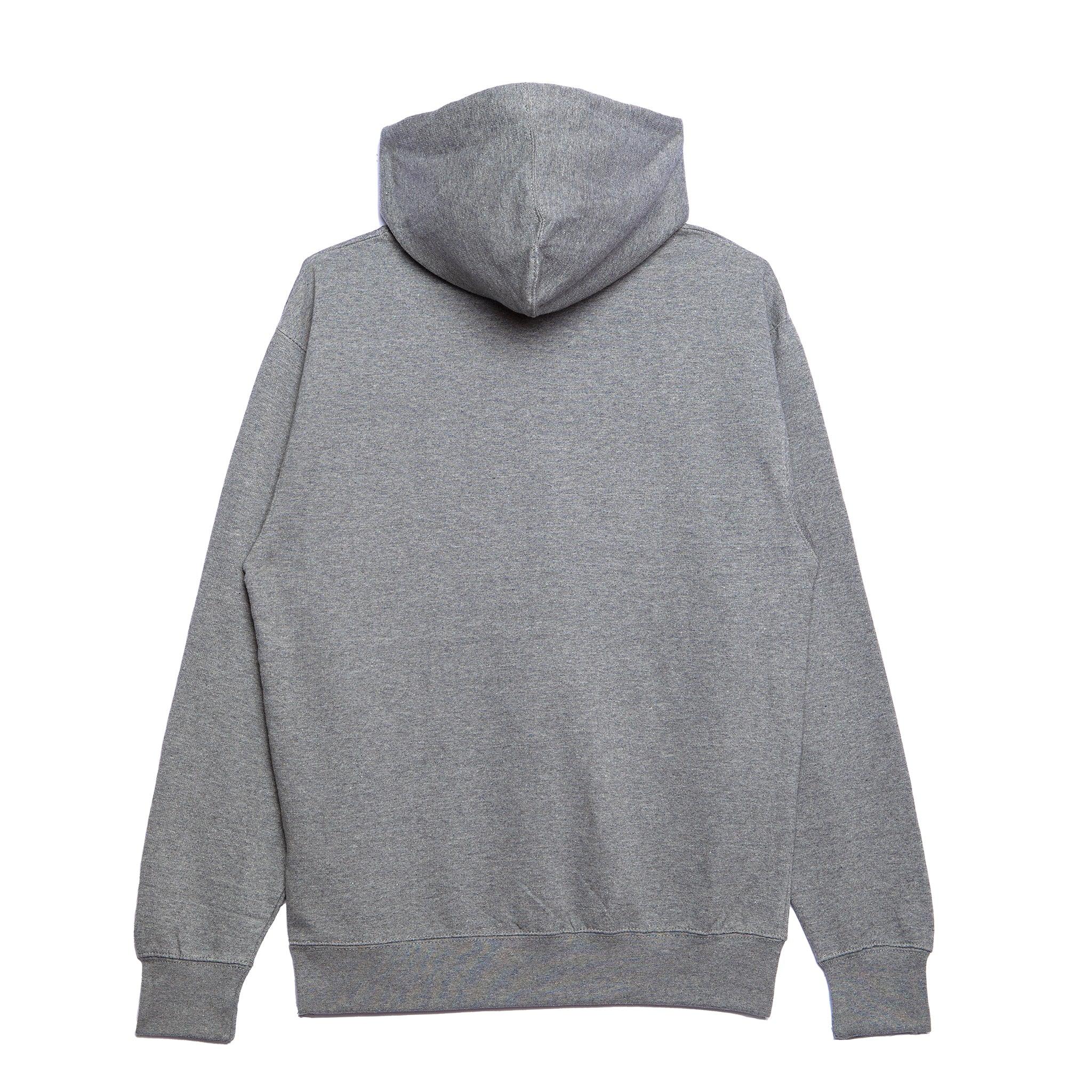 Gray hooded sweatshirt with relaxed fit, ideal for casual or outdoor wear