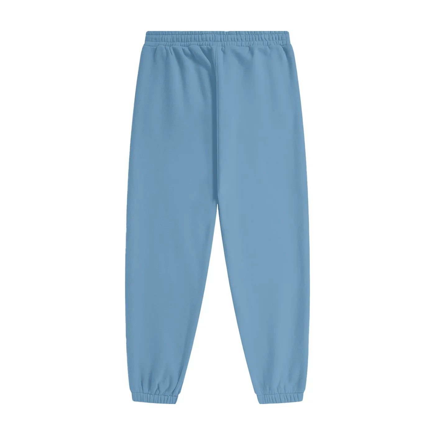 Light blue jogger pants with elastic waist and cuffs, casual streetwear style