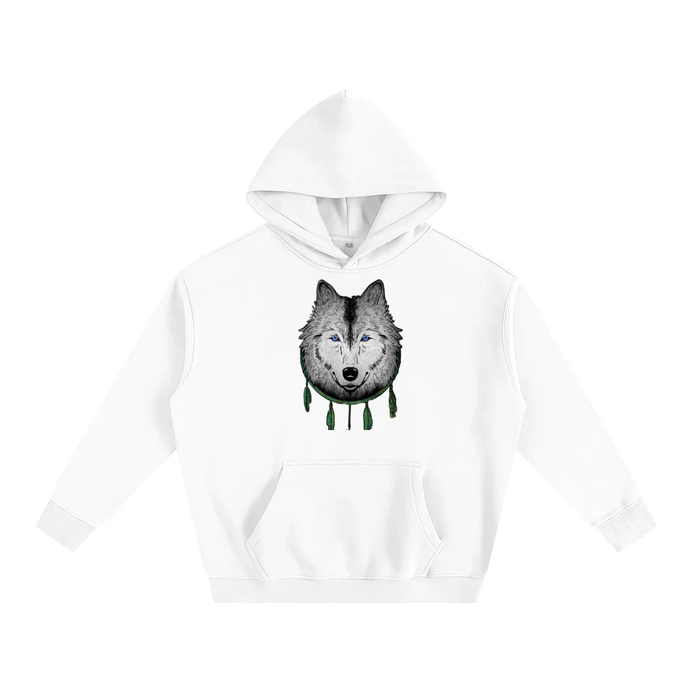 White Wolf Oversized Fleeced Pullover Hoodie - CUSTOM ORDER