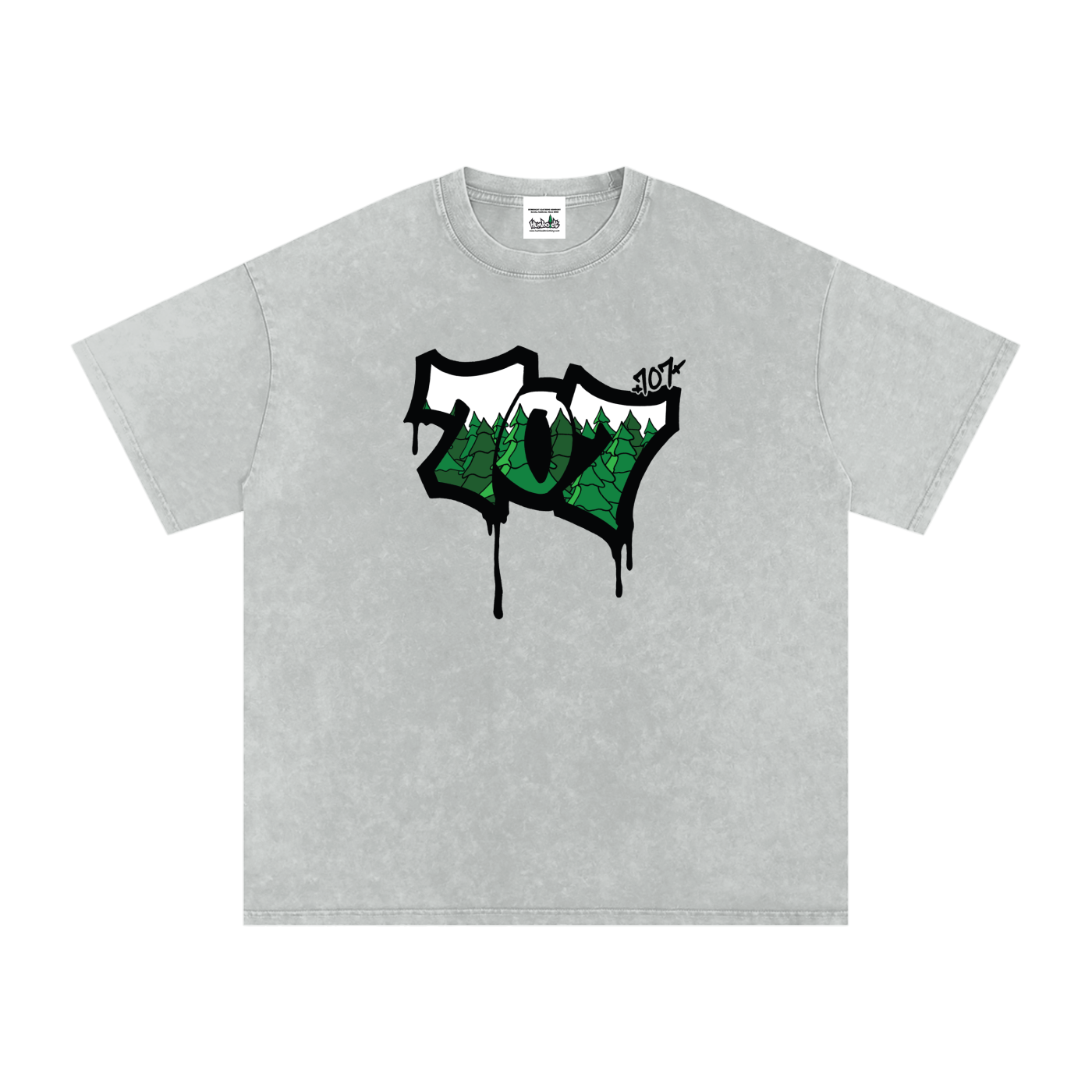 707 Trees Snow Washed Oversized Cotton T-Shirt-CUSTOM ORDER