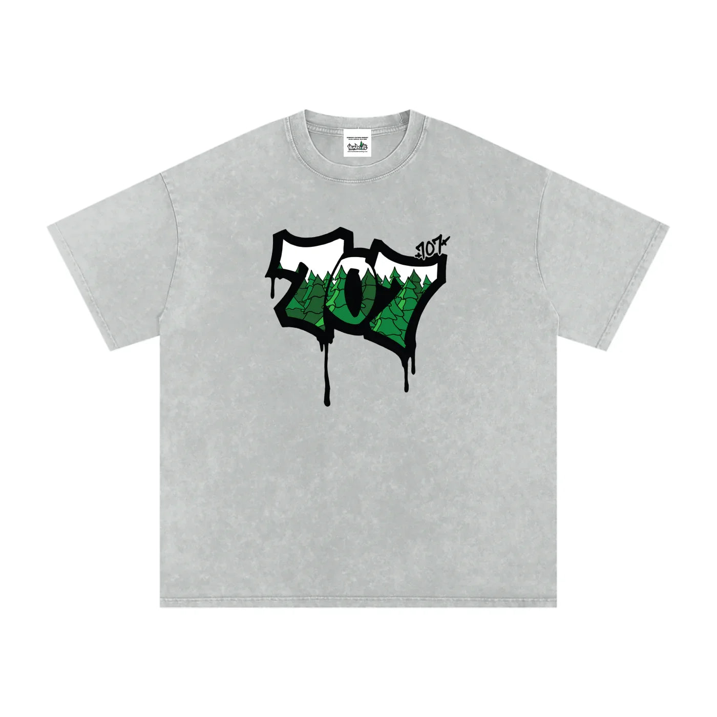 707 Trees Snow Washed Oversized Cotton Tshirt-CUSTOM ORDER