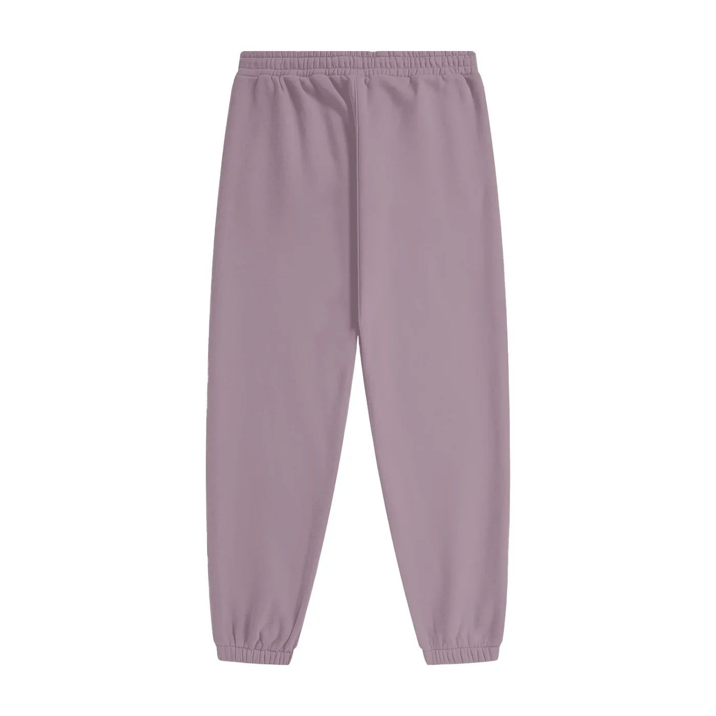 Lavender jogger pants with elastic waist and cuffs, ideal for casual or streetwear style.