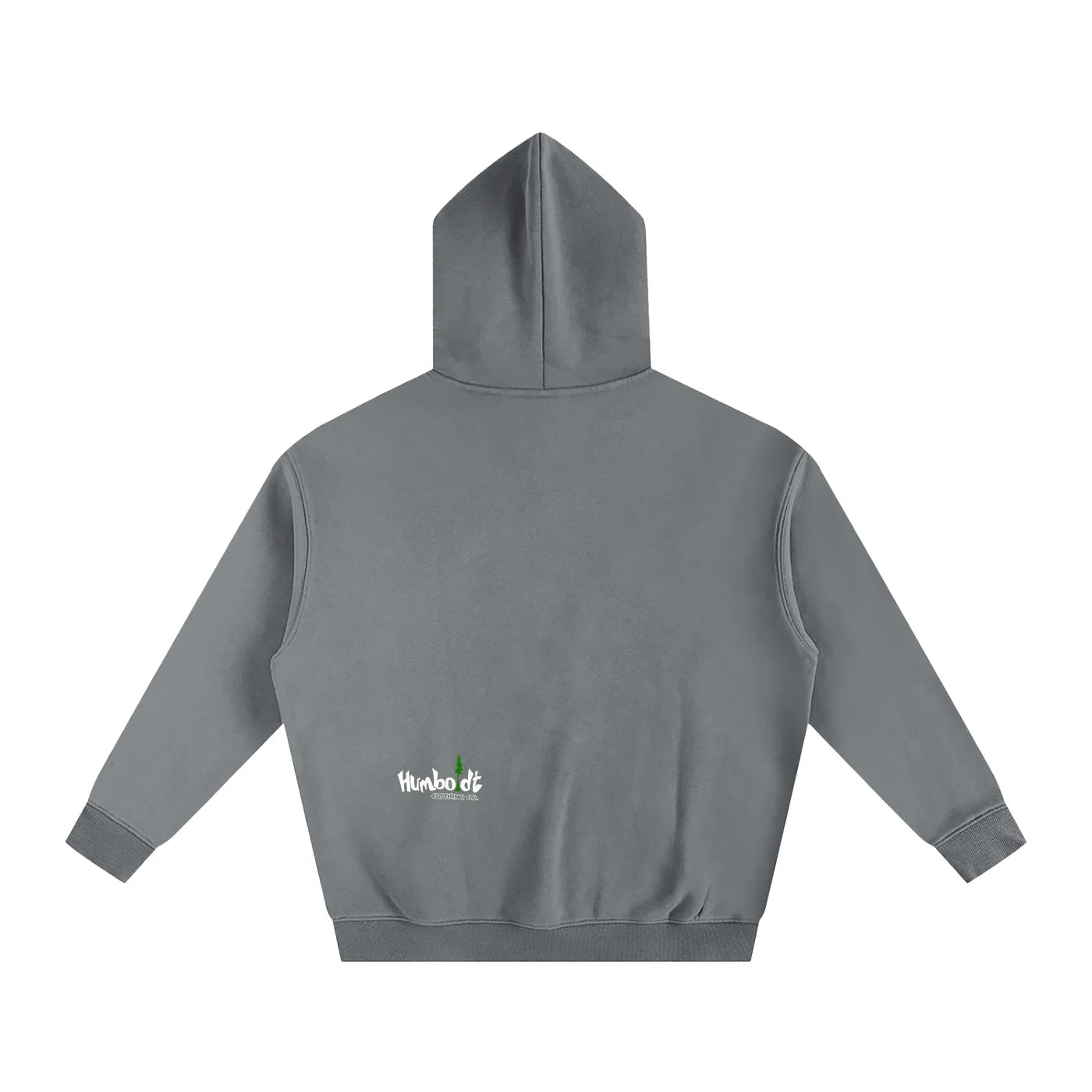 Gray hoodie with small Humboldt County logo, blending outdoor and streetwear style