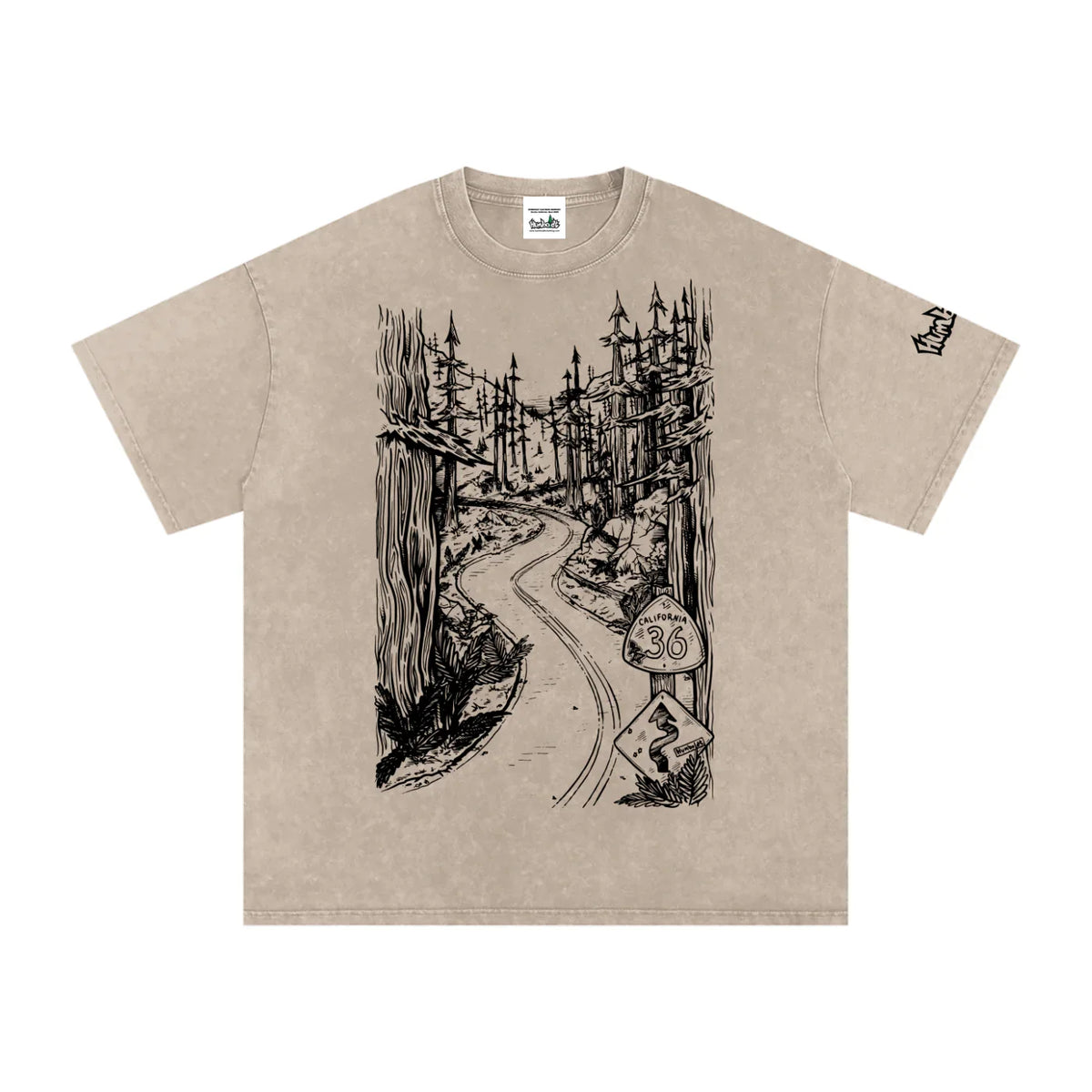 Highway 36 Snow Washed Oversized Cotton TShirt Black Ink Colorway - CUSTOM ORDER