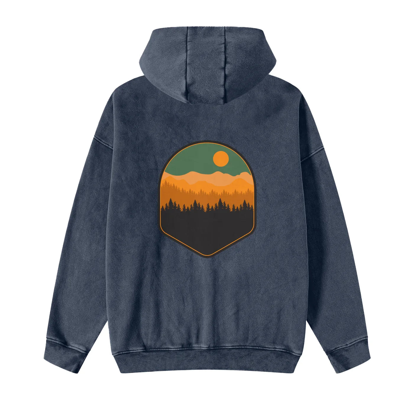 Mountain Scene Snow Washed Fleece Zipper Hoodie -CUSTOM ORDER