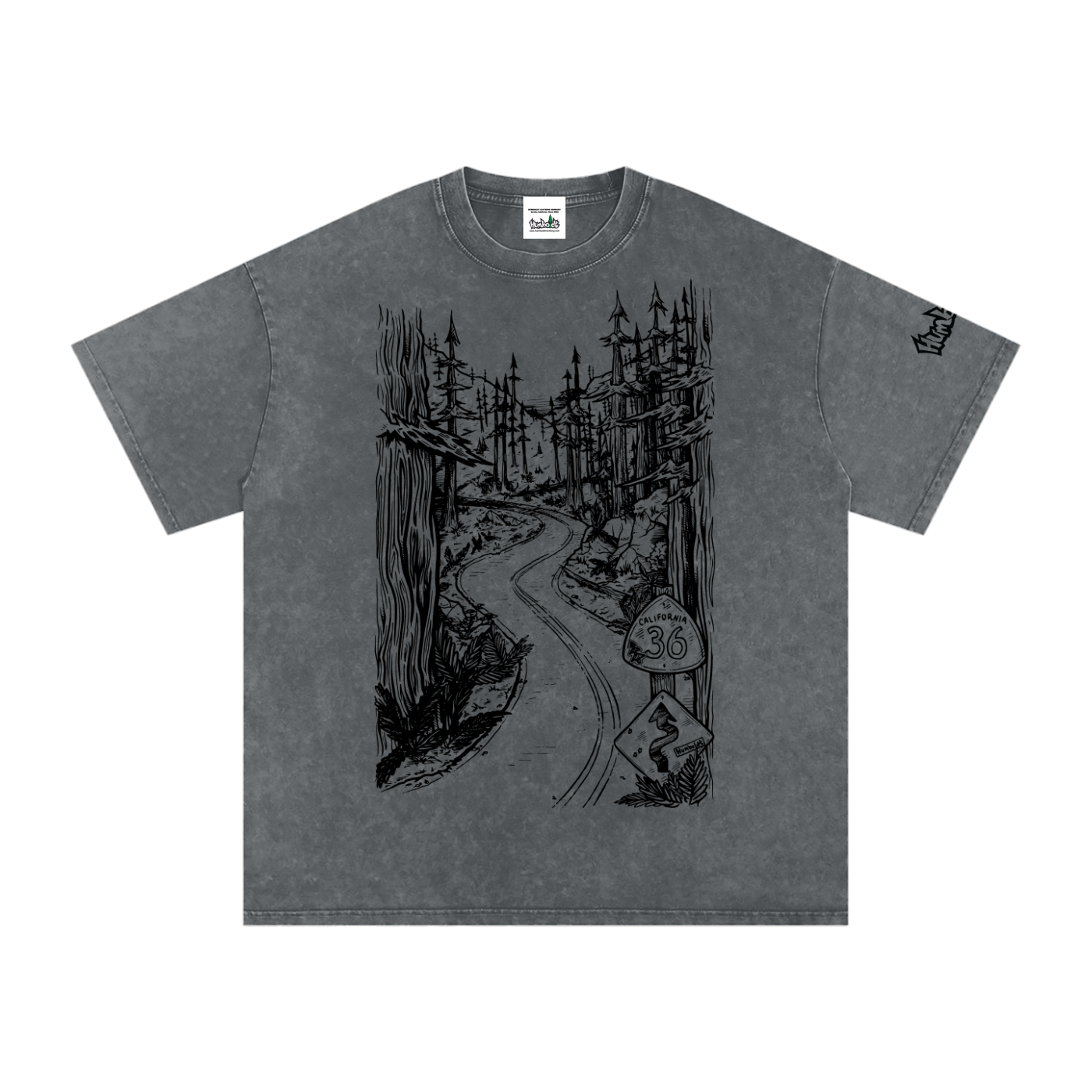 Highway 36 Snow Washed Oversized Cotton TShirt Black Ink Colorway - CUSTOM ORDER