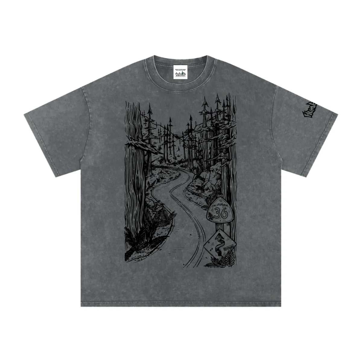 Highway 36 Snow Washed Oversized Cotton TShirt Black Ink Colorway - CUSTOM ORDER
